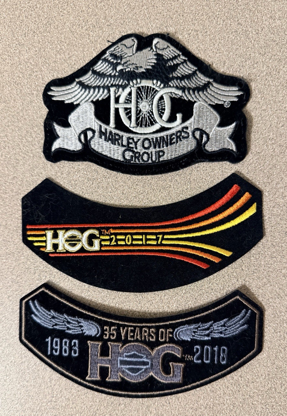 Harley Owners Group HOG Patch Lot of 3 - 20l7 2018 Rockers & Eagle Patch (NEW)