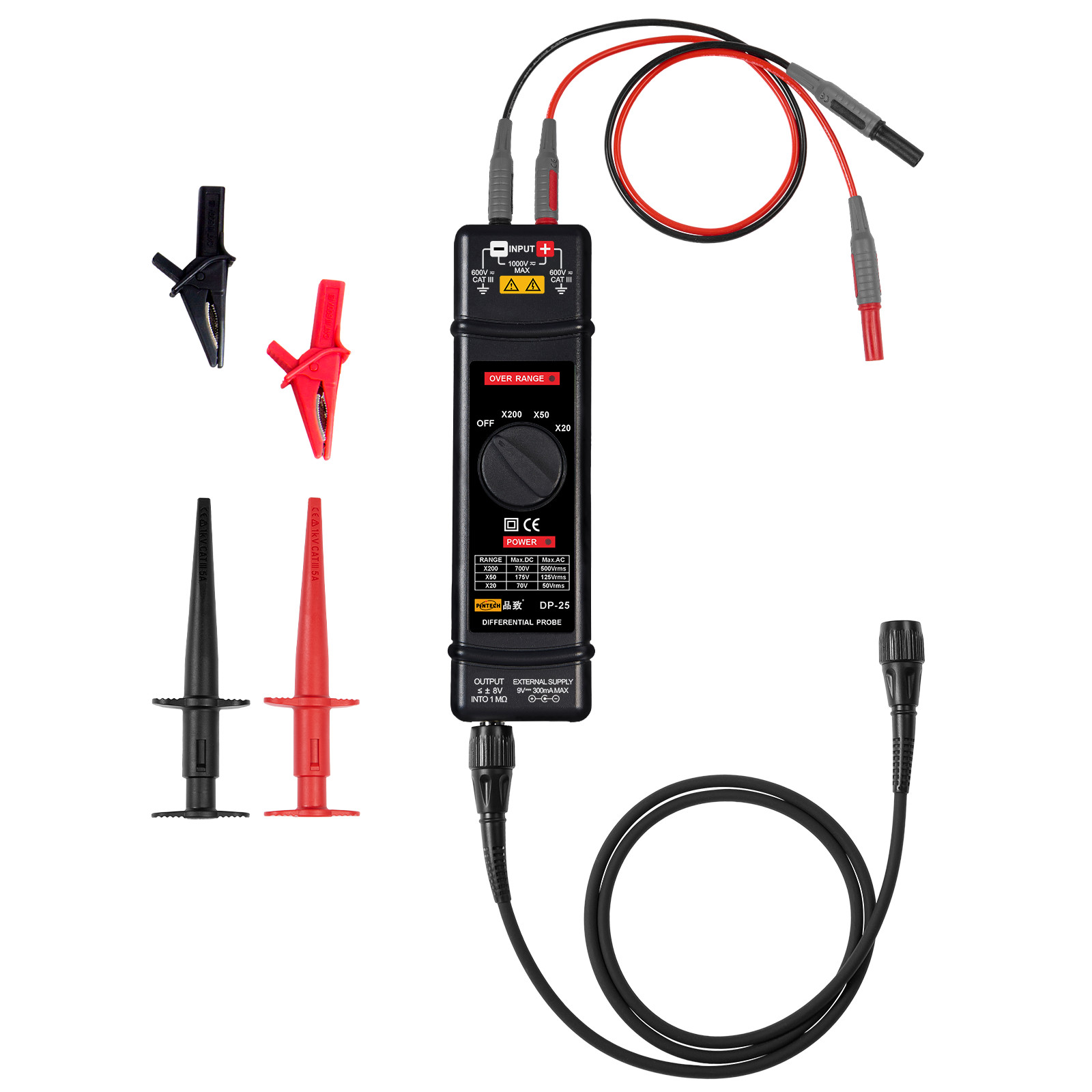 PINTECH DP-25 High Voltage Differential Probe 1400V, 25MHz, 20X/50X/200X