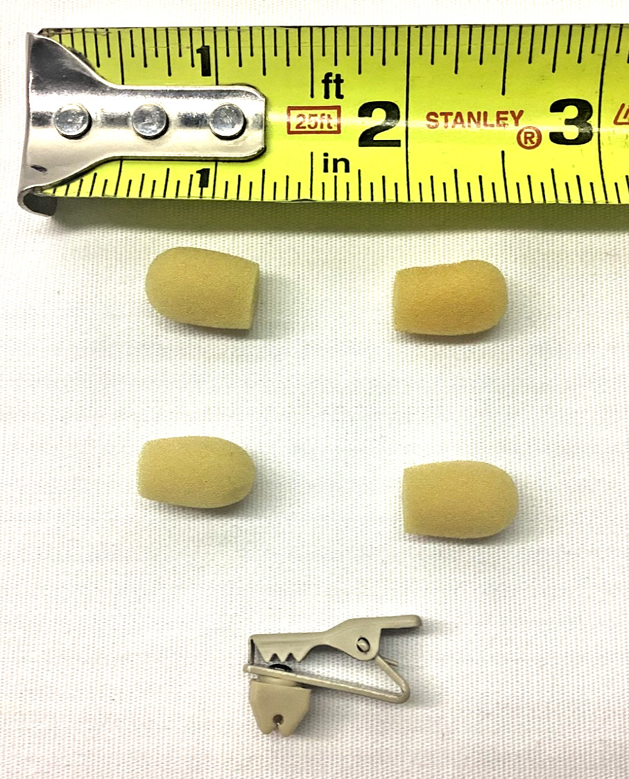 Lapel Clip for Lavaliere Microphones w/4 PCS Beige Foam Cover Windscreens