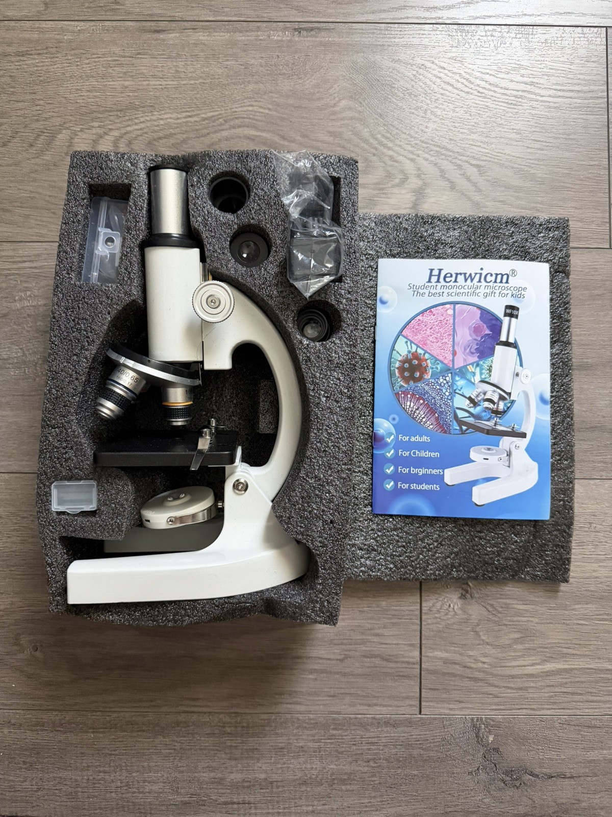 Herwicm 2000X Ultra Power School Lab Microscope - White