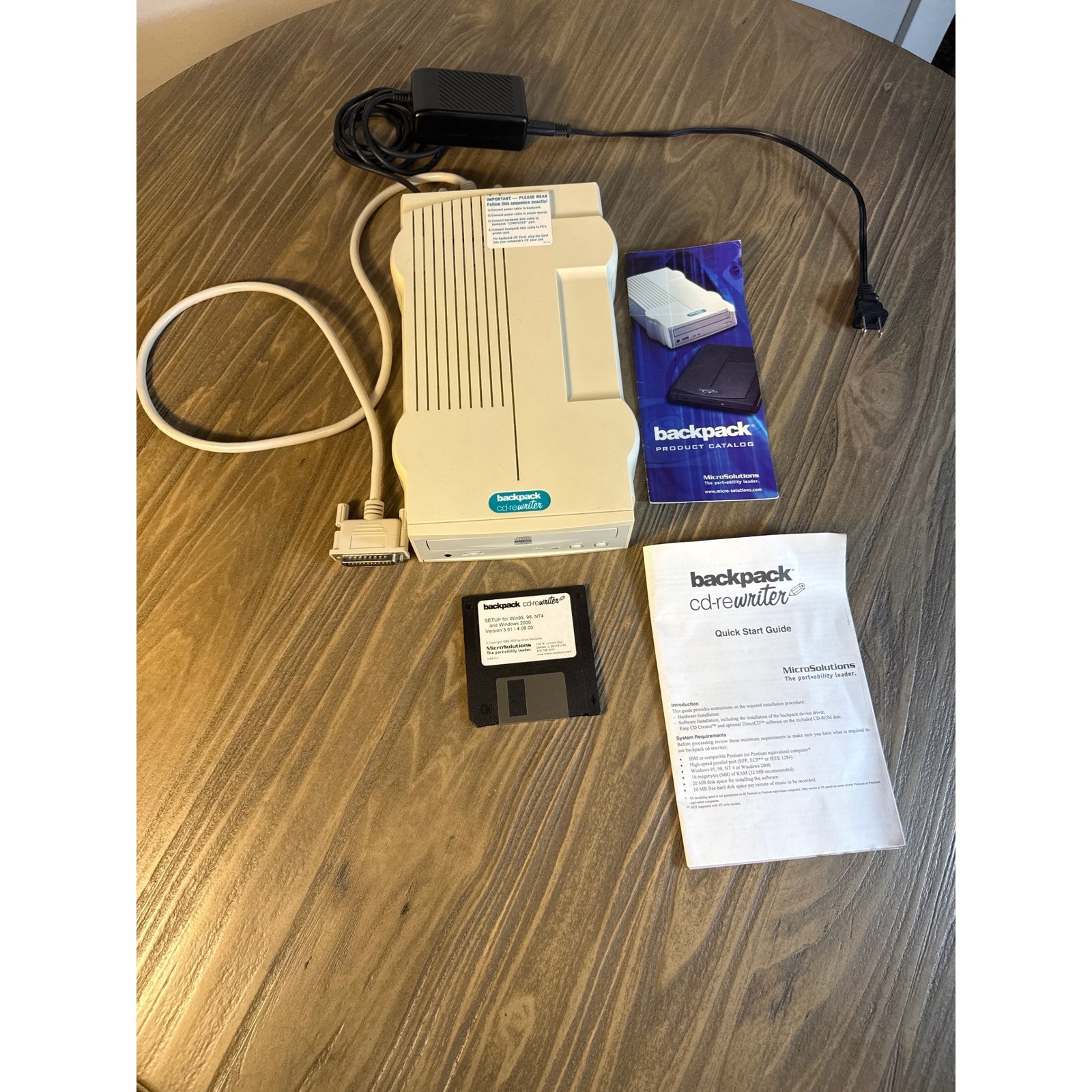 Vintage MicroSolutions Backpack CD-Rewriter External Drive Beige Bundle Works