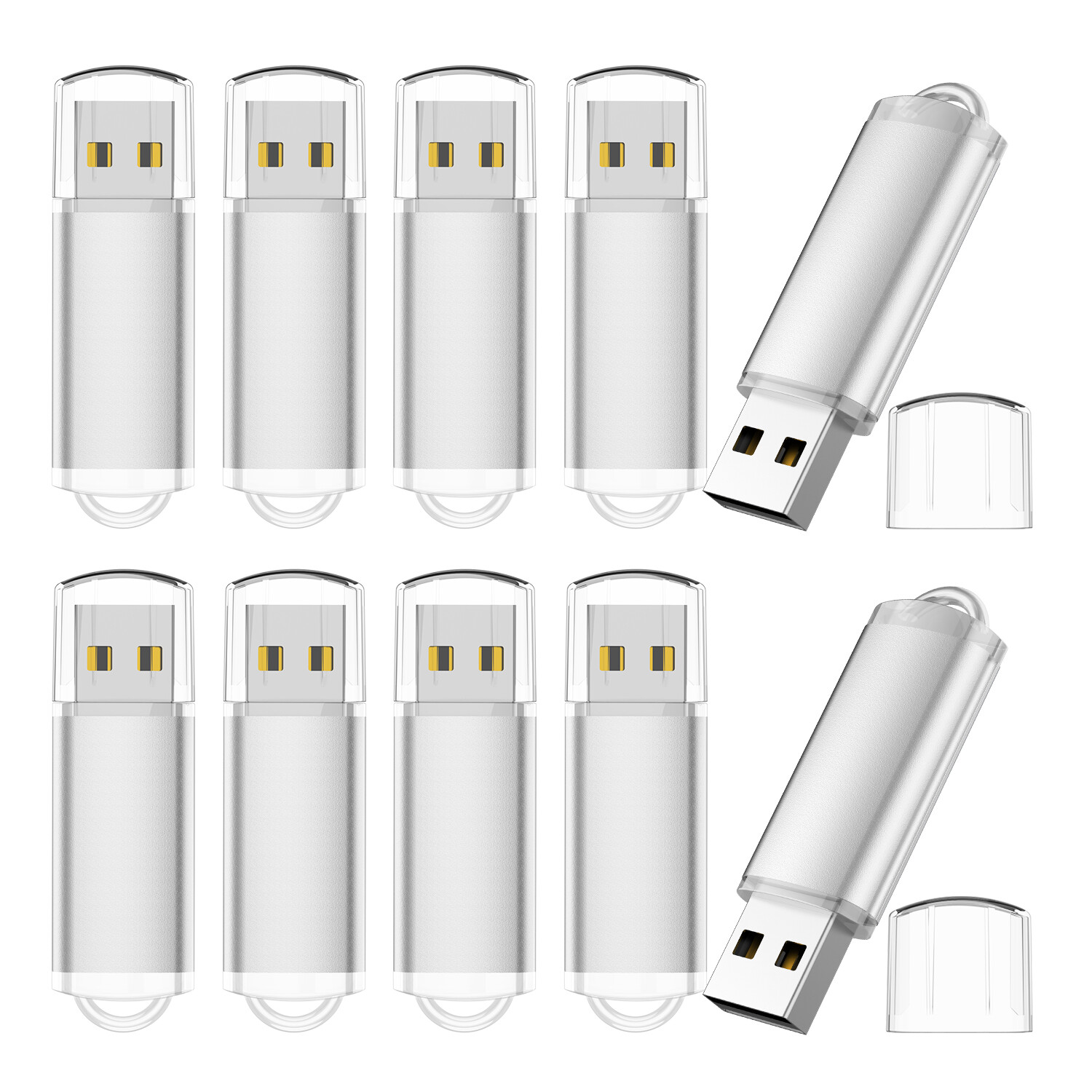 Kootion USB 2.0 4GB 10 Pack Metal Rectangle USB Flash Drive Memory Stick Silver