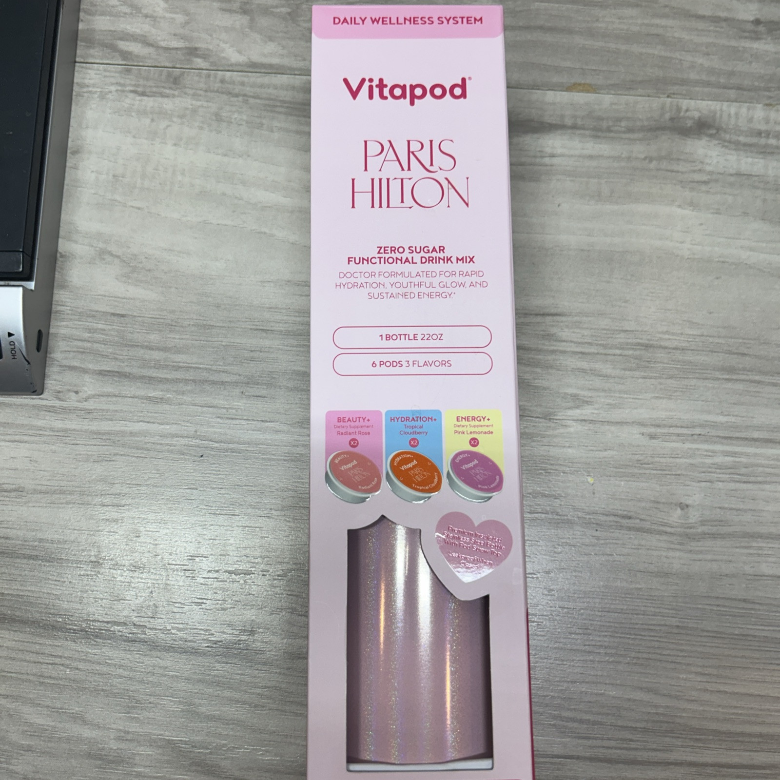 Paris Hilton Pink Vitapod Zero Sugar Drink Mix Starter Pack 1 Bottle 6 Pods Hot