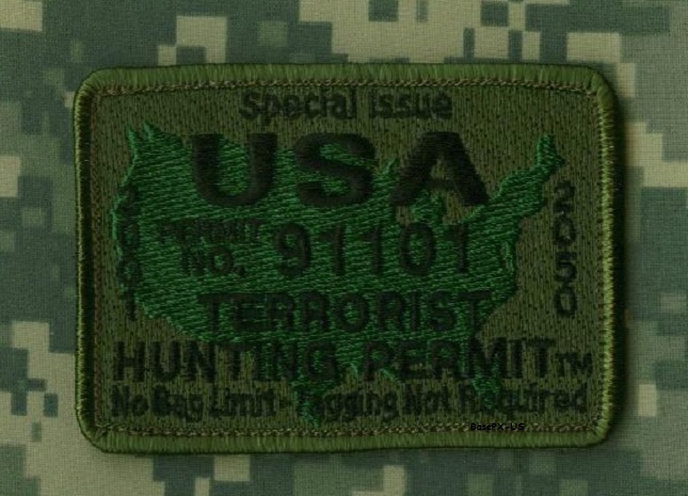 KANDAHAR WHACKER© USMC FORCE RECON OPERATOR velkrö SSI: Terrorist Hunt Permit b