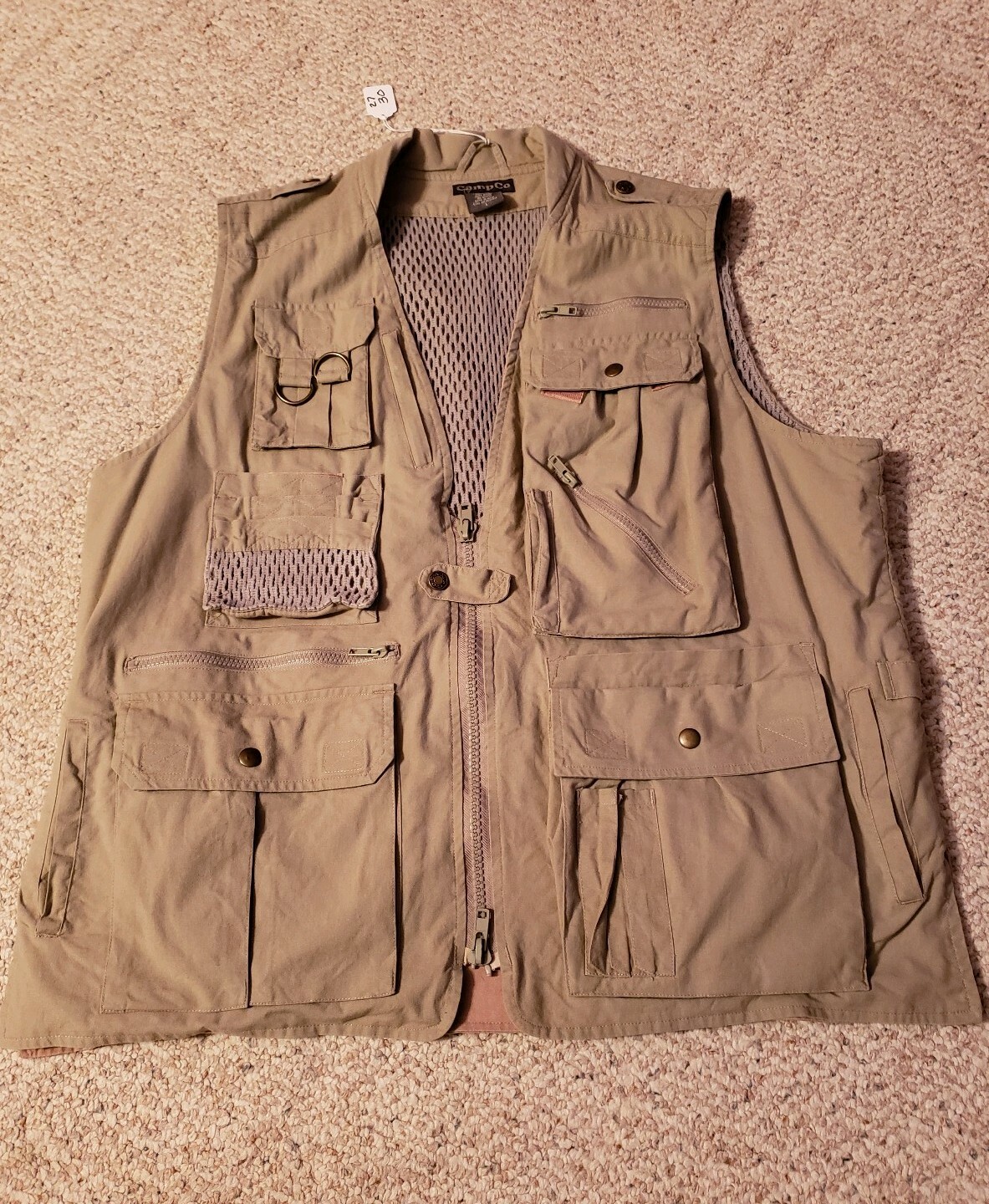 Camp Co Safari Photographer Vest Multiple Pockets 100% Cotton Size L Large Tan