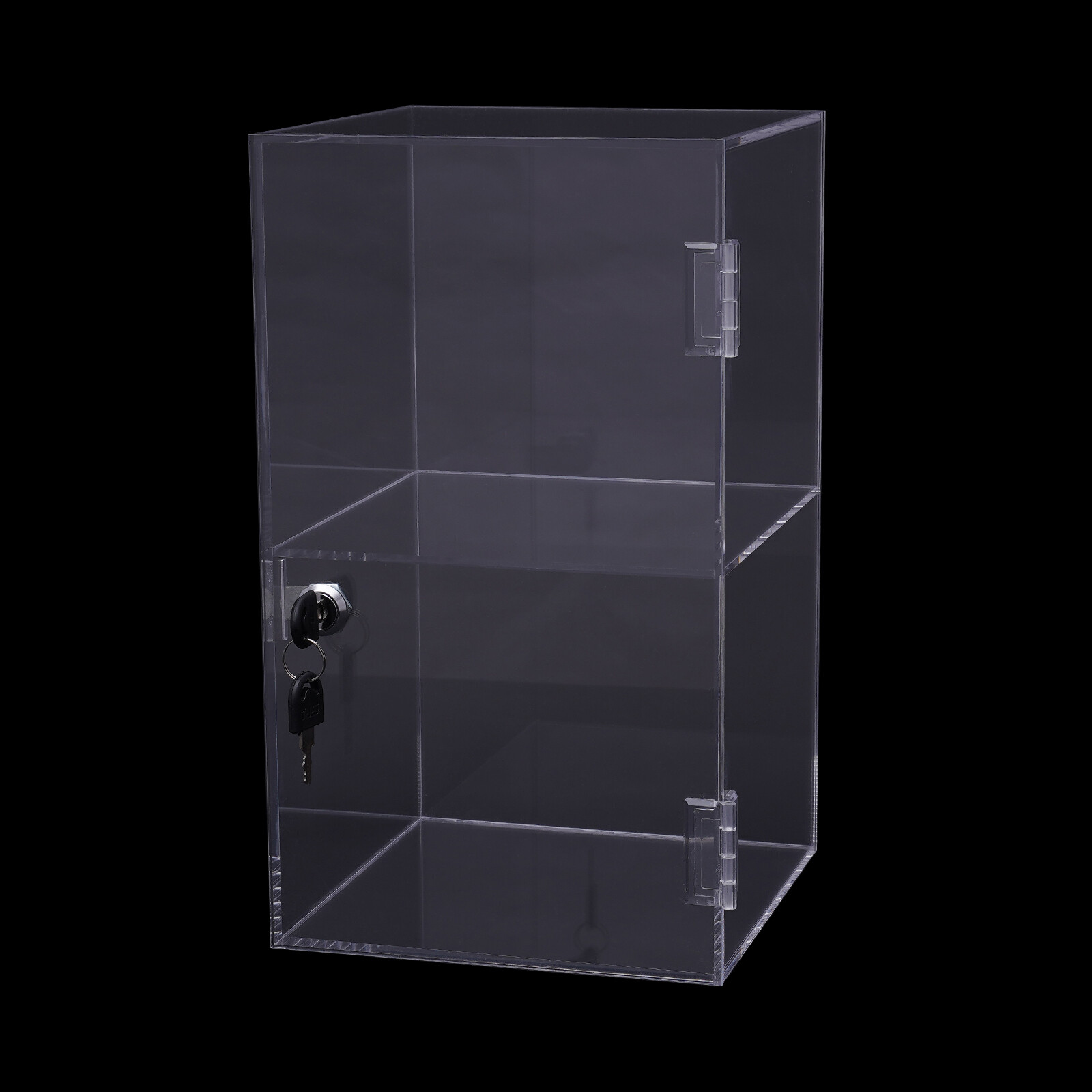 2-layers Countertop Display Case 20*20*35cm Locking Security Showcase Cabinet US
