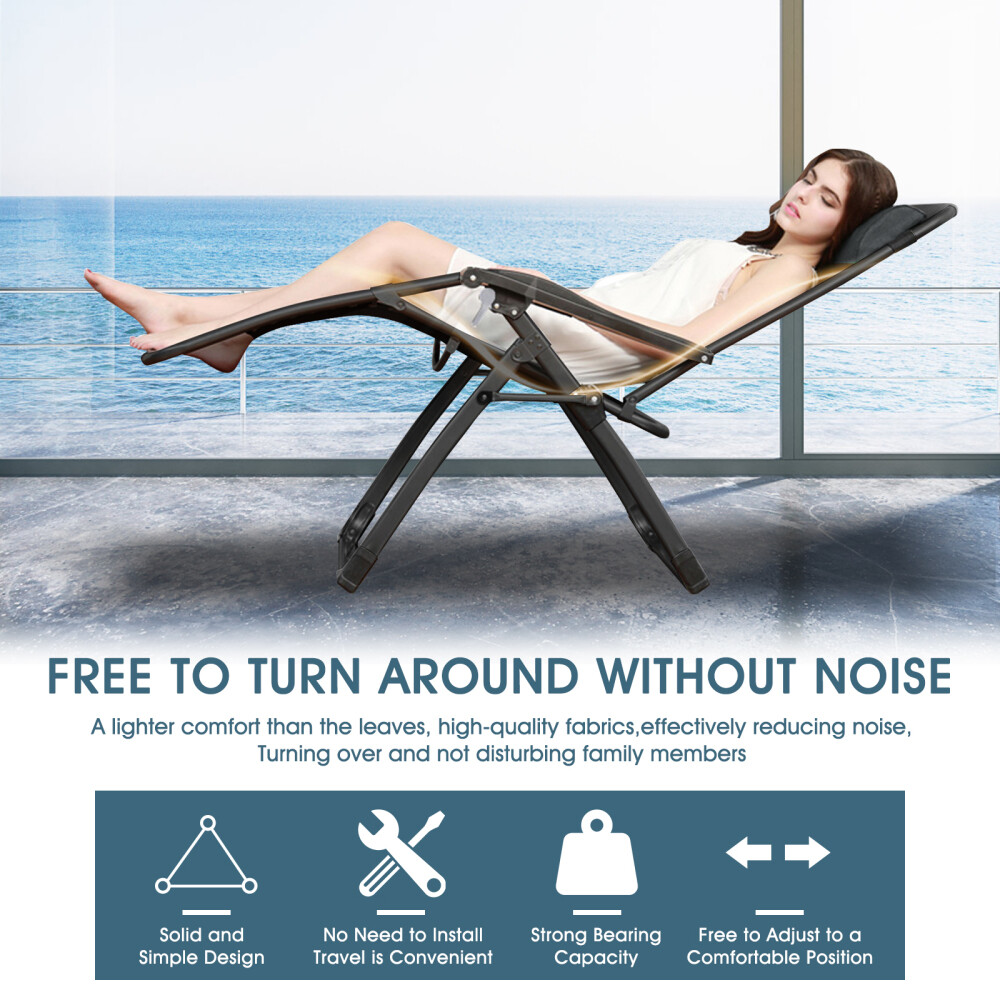 Adjustable Zero Gravity Chair w/ Ergonomic Design, Portable Folding Chaise Chair