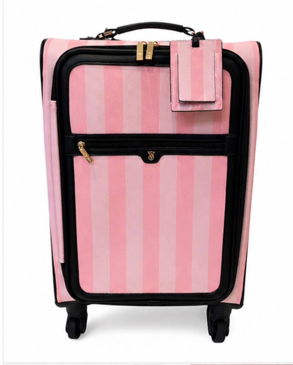 Victoria’s Secret Pink Stripe Carry On Luggage 22” Spinner Travel Bag