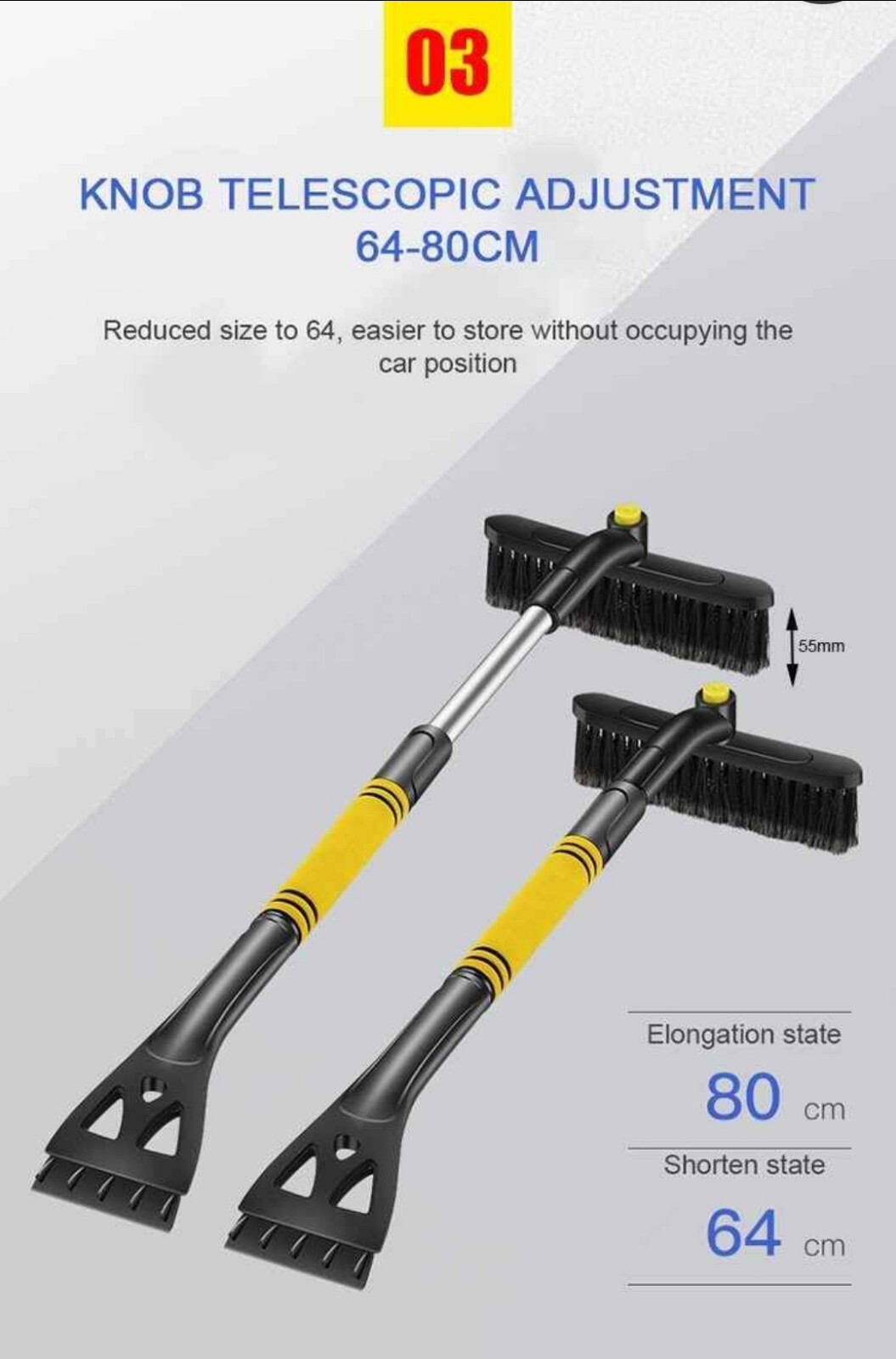 3-in-1 Extendable Car Ice Scraper, Snow Brush/Remover