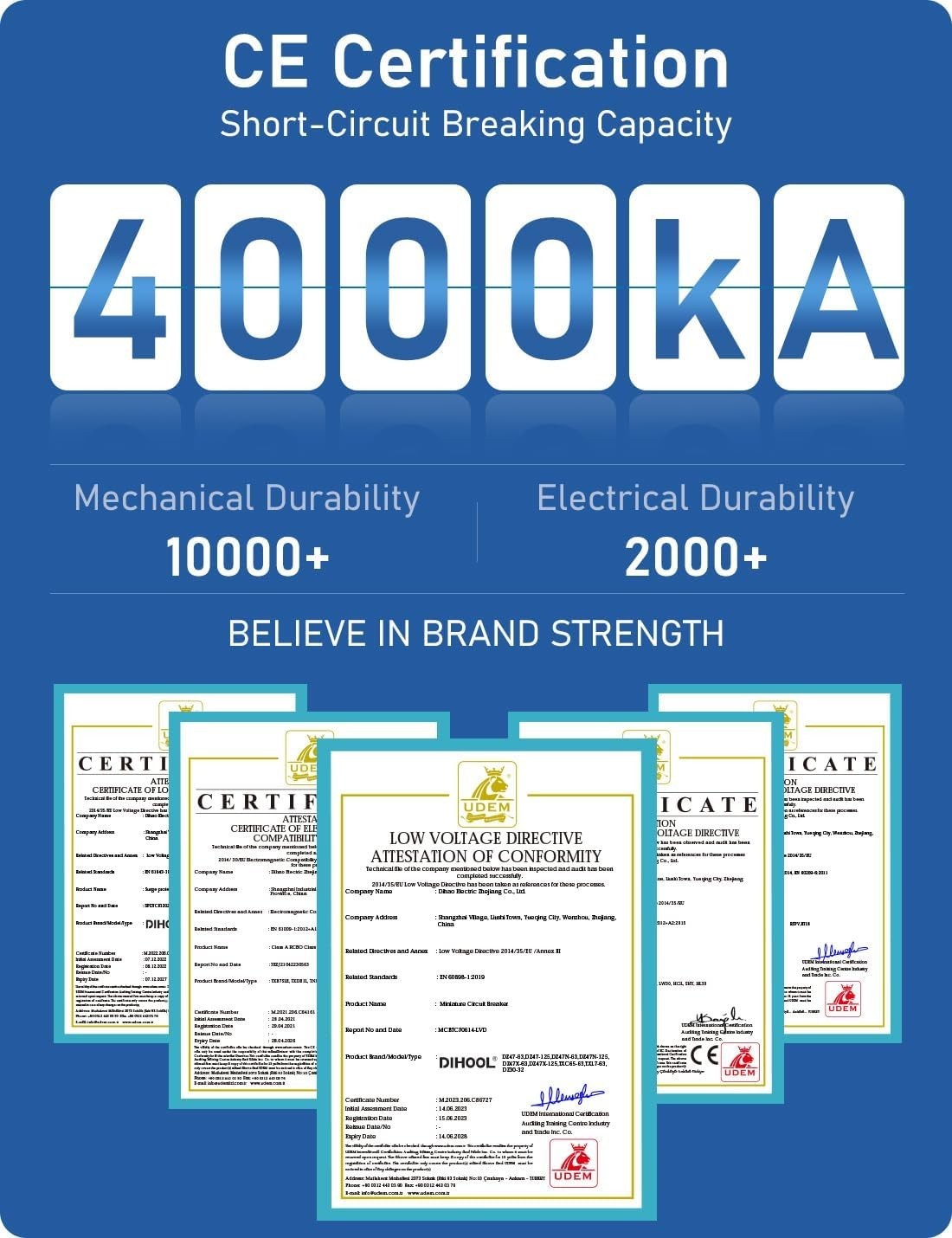 Non-Polarized 2-Pole Circuit Breaker for Solar Systems - 12V-400V Compatibility