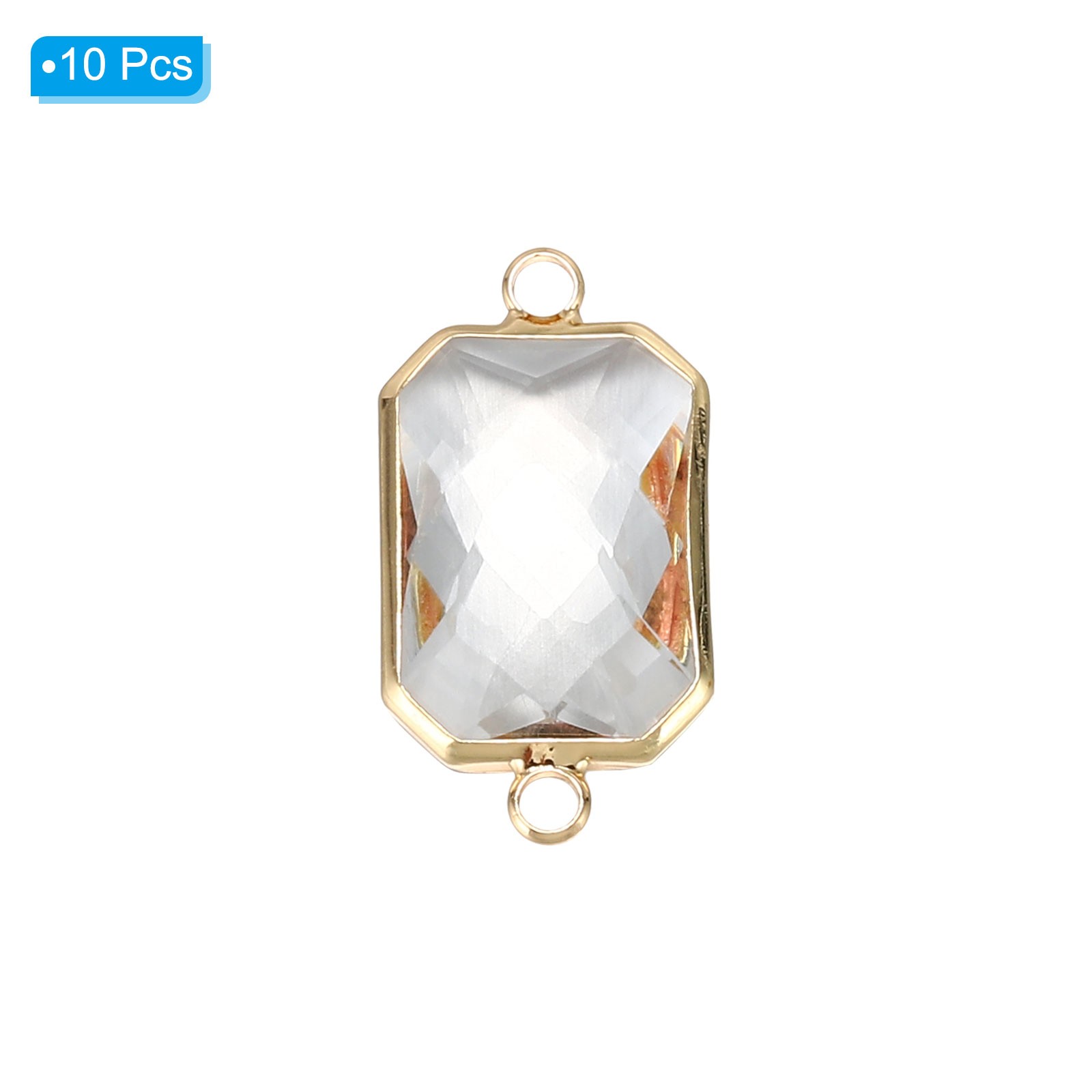 Birthstone Connector Link, 10Pcs Diamond Links Rectangle, White