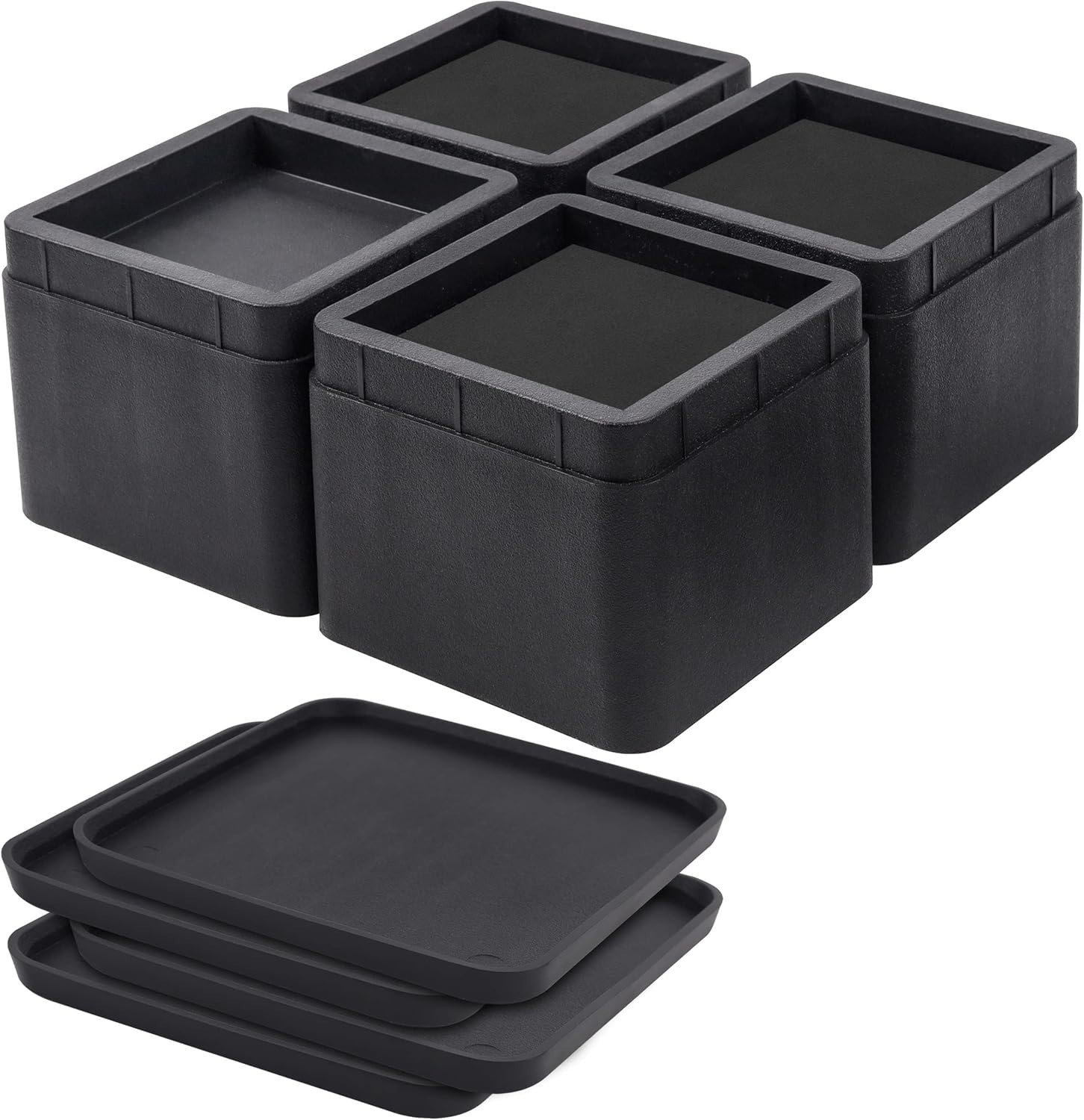 3 Inch Black Bed Risers - Heavy Duty Stackable Elevators for Under-Bed Storage