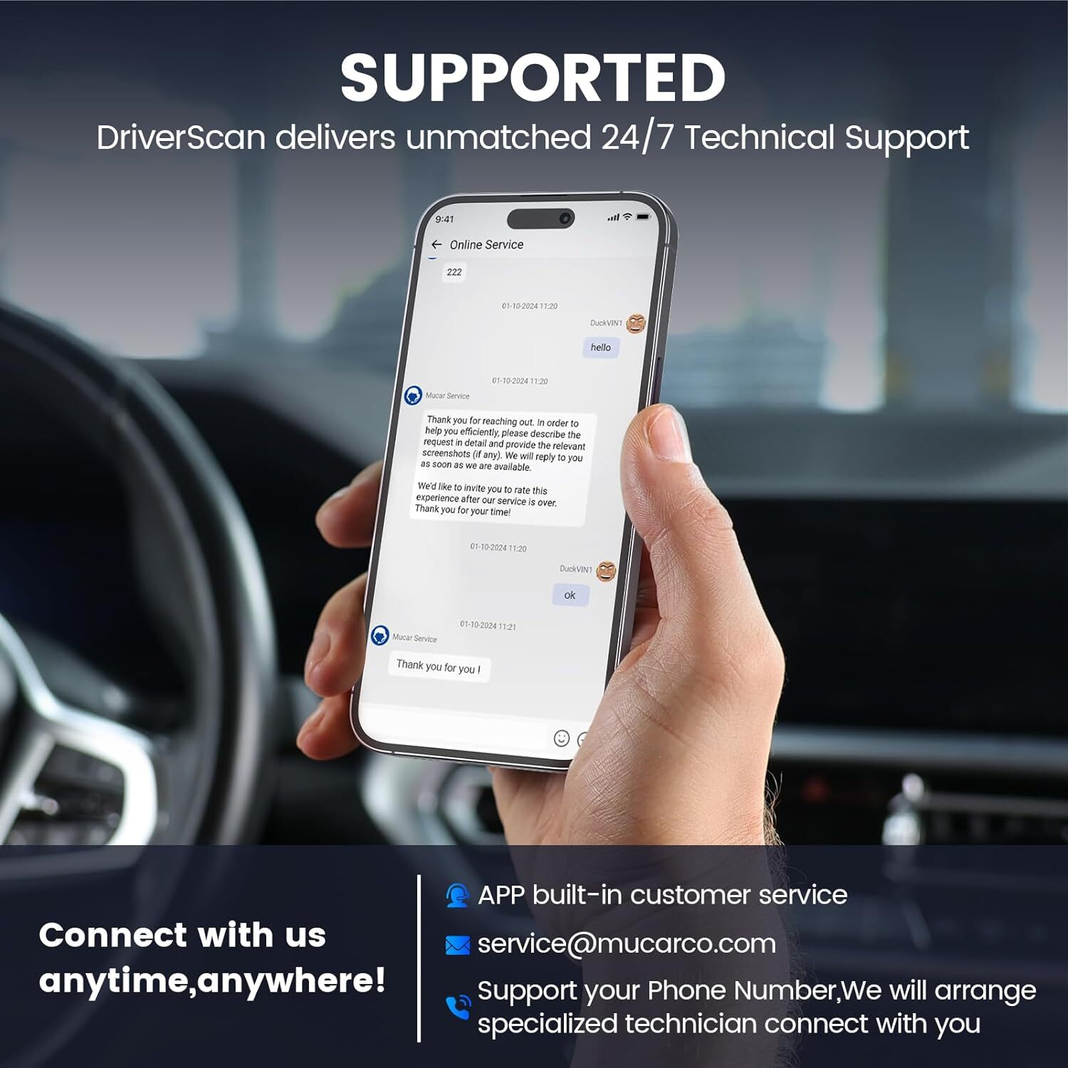 MUCAR DriverScan OBD2 Scanner Bluetooth Wireless Car Full System Diagnostic Tool