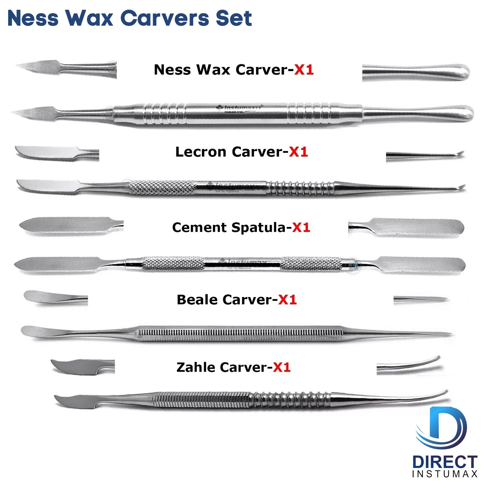 Dental Wax laboratory Zahle Beale Lecron Cement Spatula Ness Wax Carvers Set