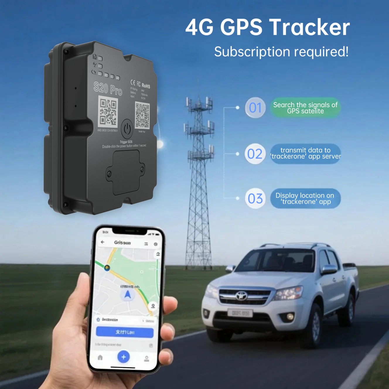 Long Battery 4G GPS Vehicle Tracker - Up To 30 Days Standby Magnetic Waterproof