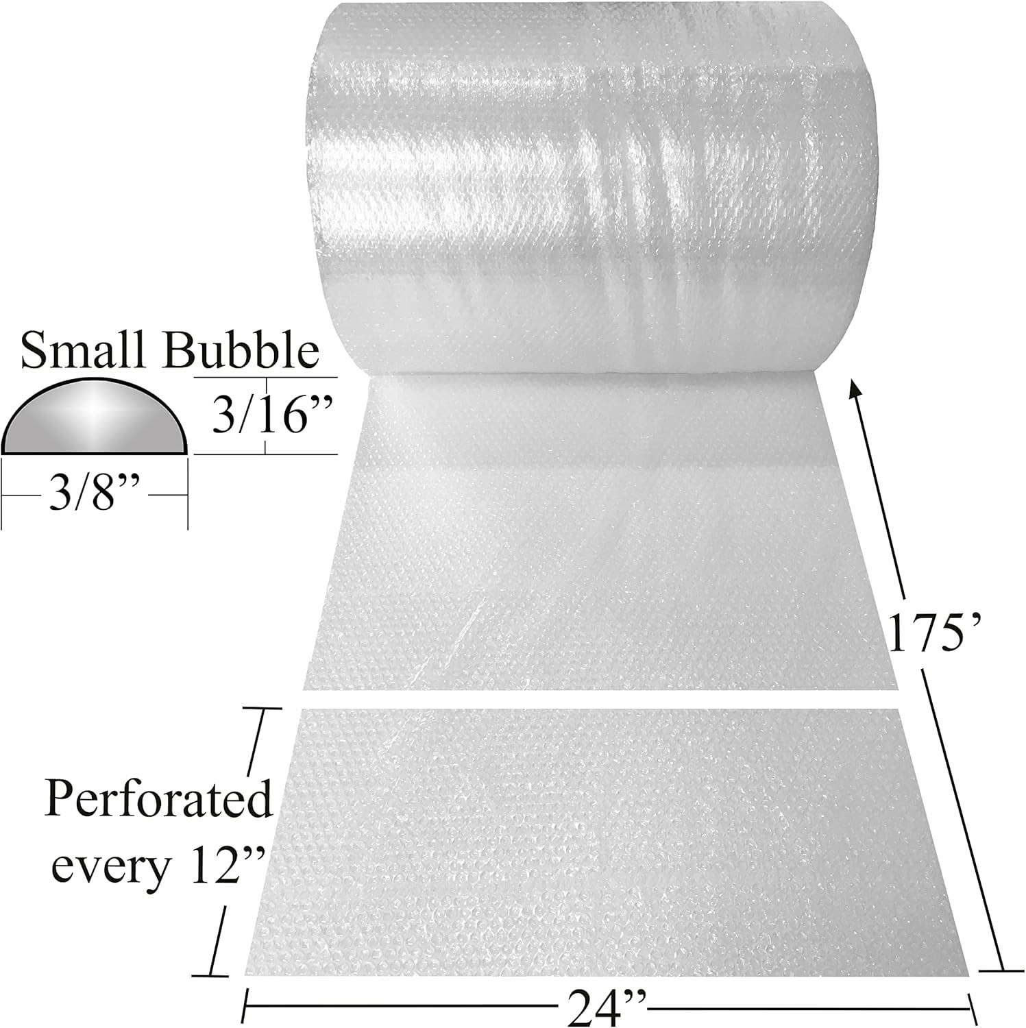 Polyethylene Bubble Cushioning Wrap - 175' Long for Secure Shipping & Storage