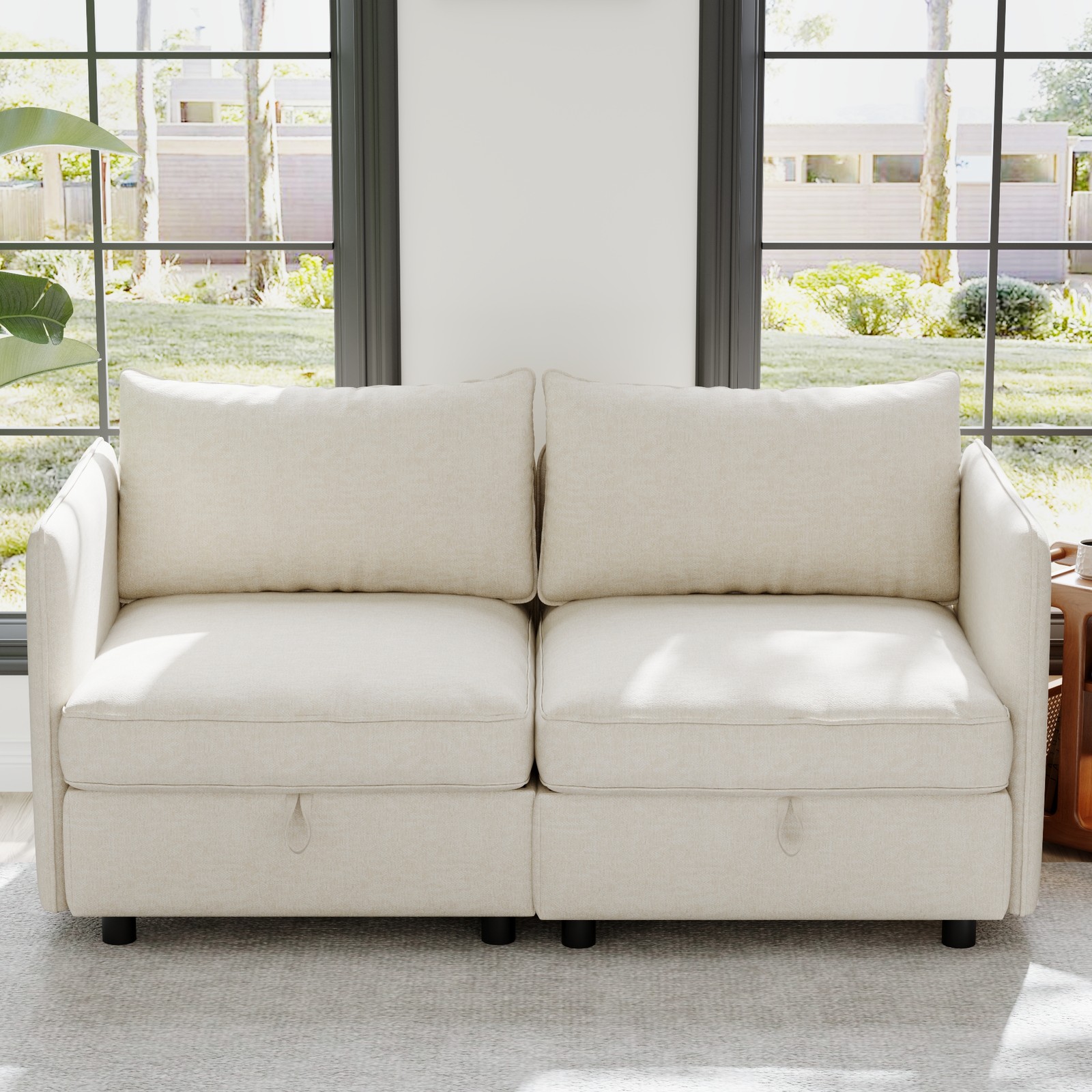 Love Seat Couches, 2 Seater Loveseat Mid Century Modern Sofa Couch With Storage