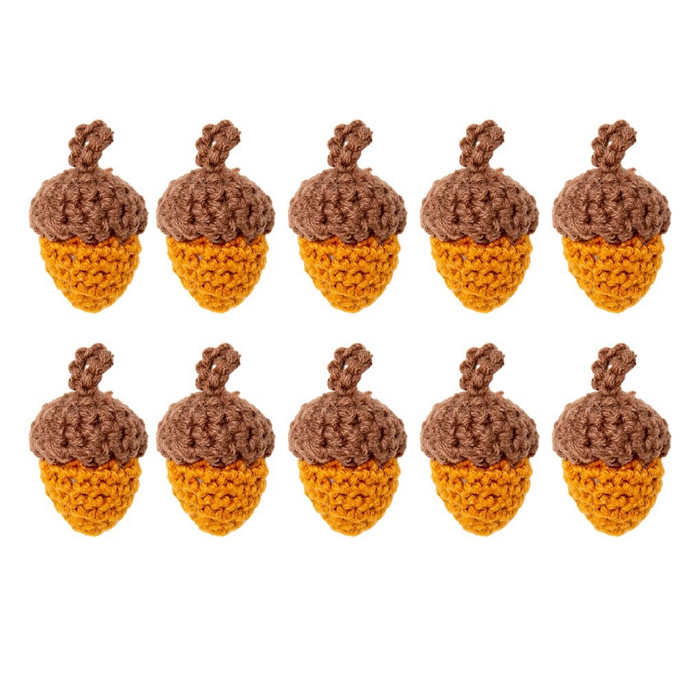 10Pcs Handmade Yarn Crochet Pine Cones Acorns for DIY Keychain Bag Pendant1008