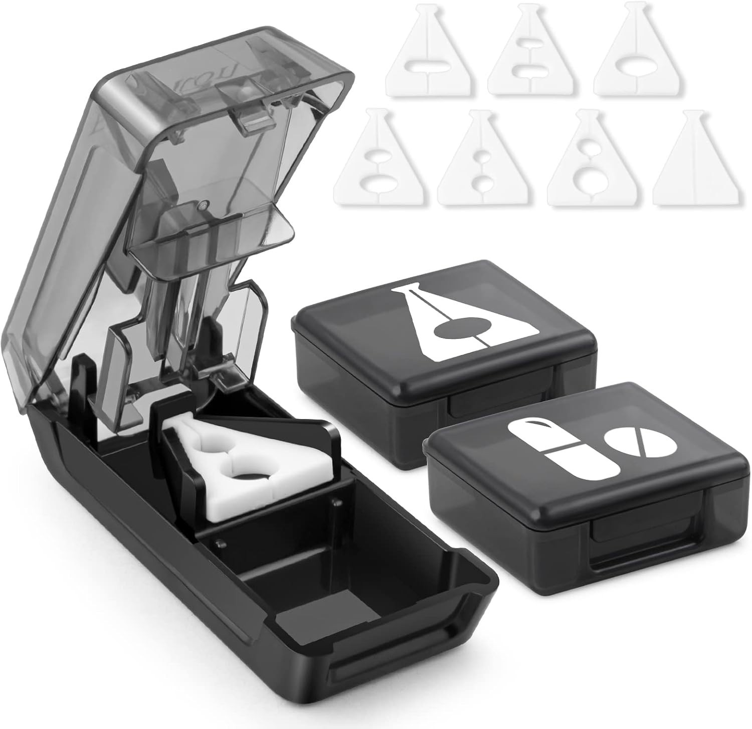 Precision Pill Cutter with V-Shape Holder & Sharp Blade - Travel-Friendly Design