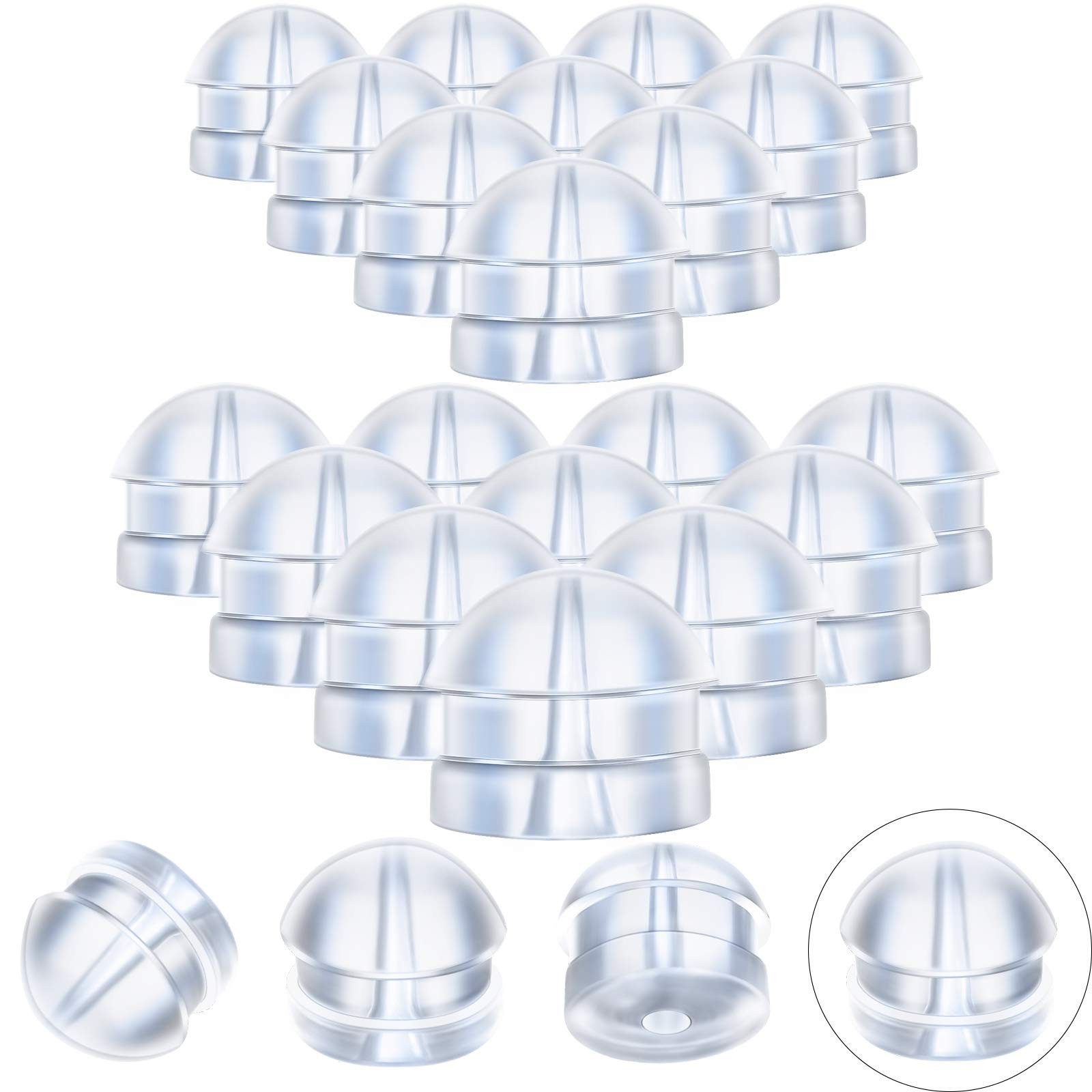 100 Pieces Clear Earring Backs Hamburger Shaped Safety Backs Secure Locking
