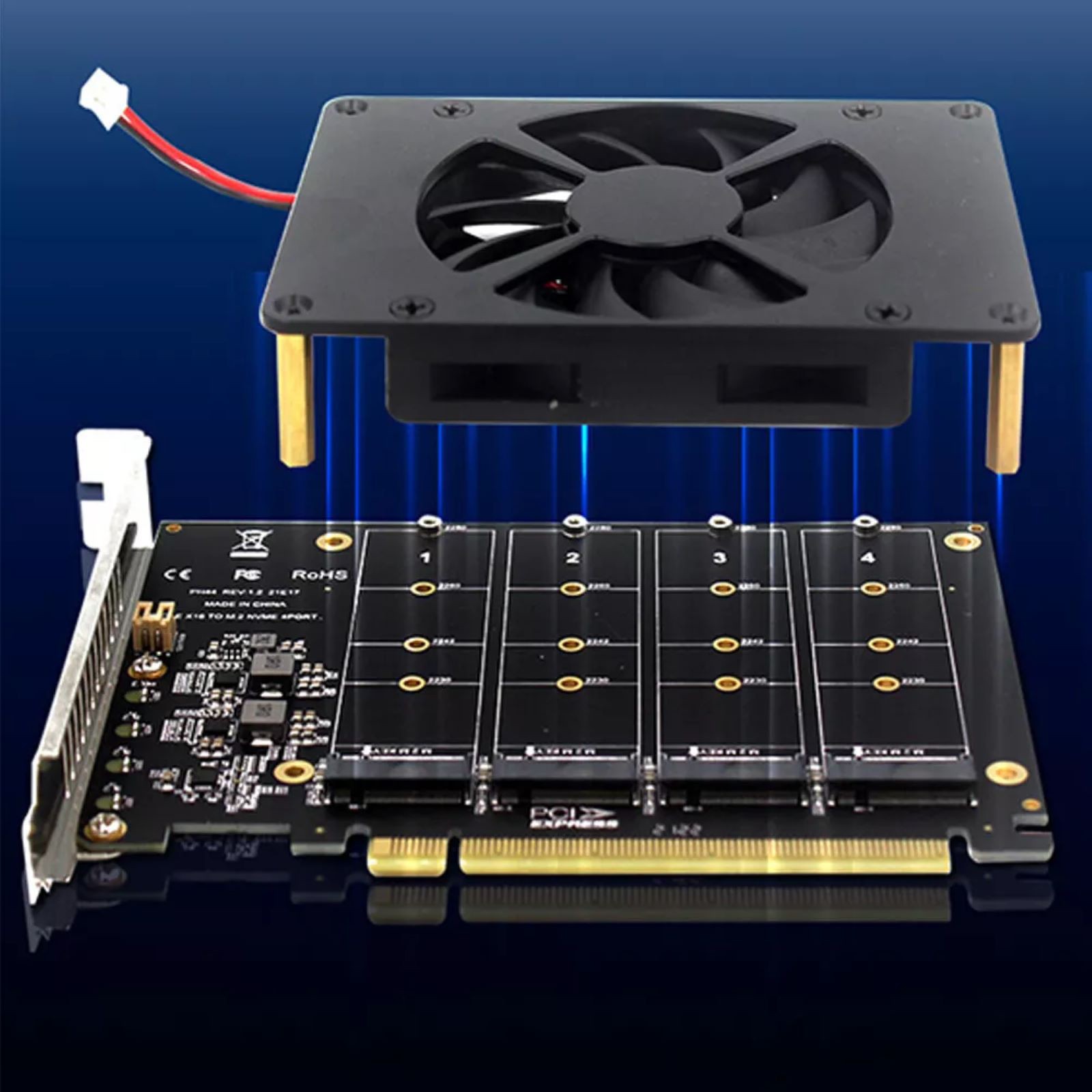 Adapter Card NVME M.2 MKEY PCIE 3.0/4.0 4*32Gbps SSDs Upgrading Accessories