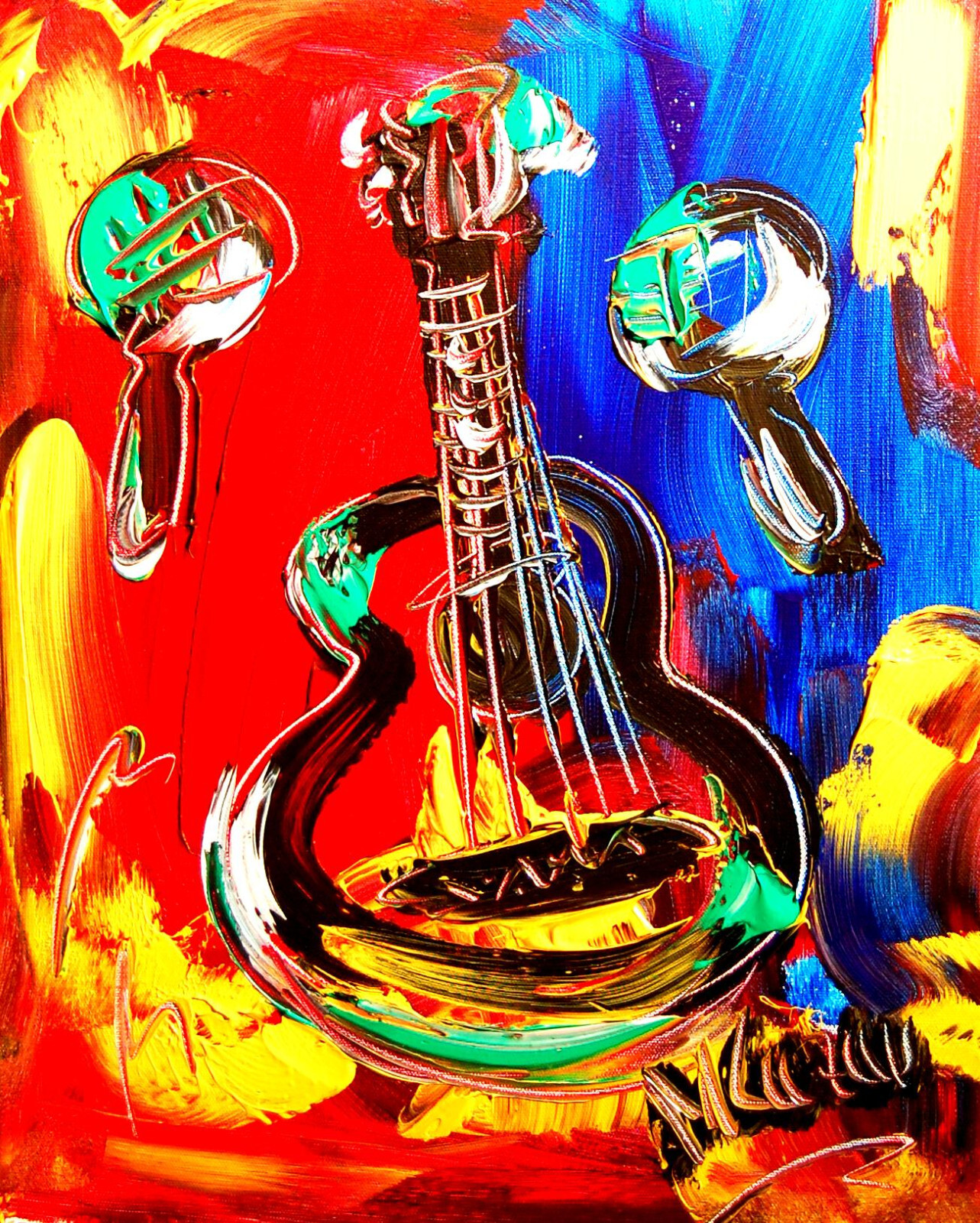 IMPRESSIONIST MODERN ART STRETCHED CANVAS  MUSIC COFFEE LANDSCAPE 223F2