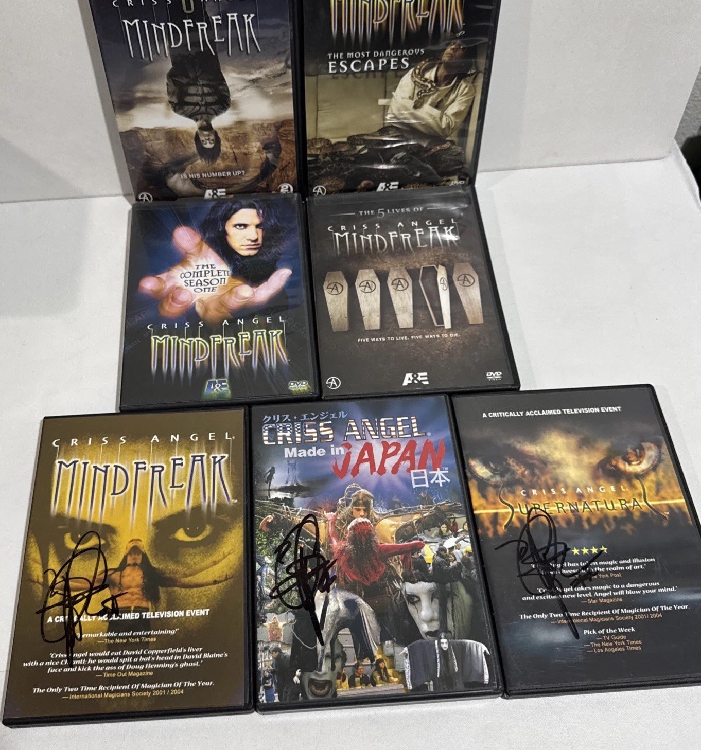 Criss Angel Mind Freak DVDs Lot & Signed Supernatural & Made In Japan