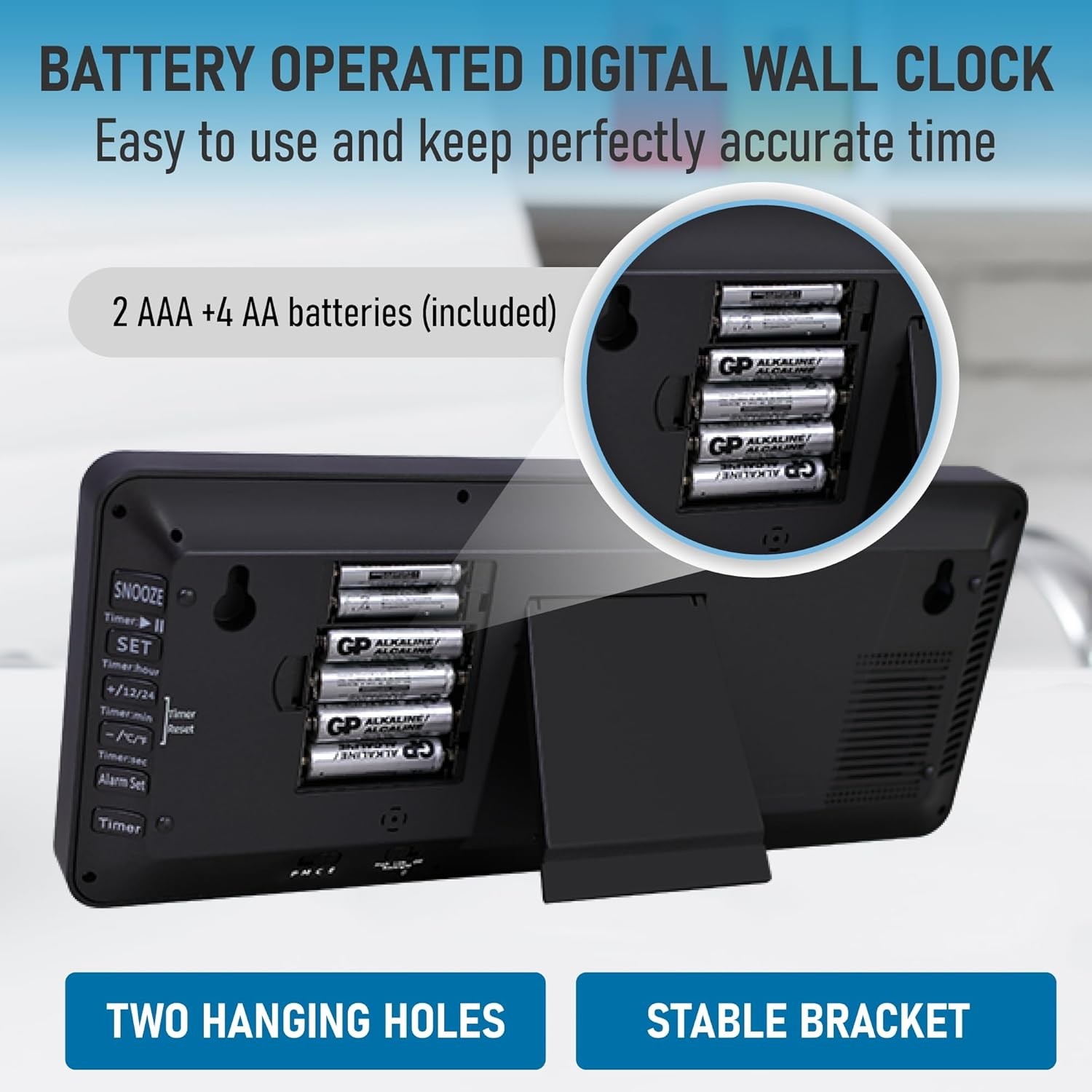 Atomic Clock with Backlight 14 2 Large Digital Wall Clock Battery...