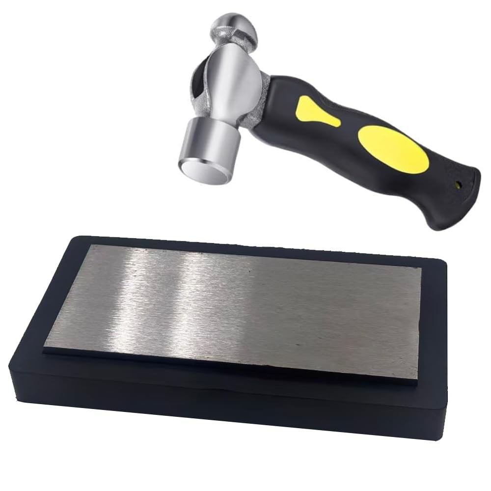 7.8"x4.2"Steel Bench Block Flat Anvil Jewelers Tool with Tough Rubber Block,J...