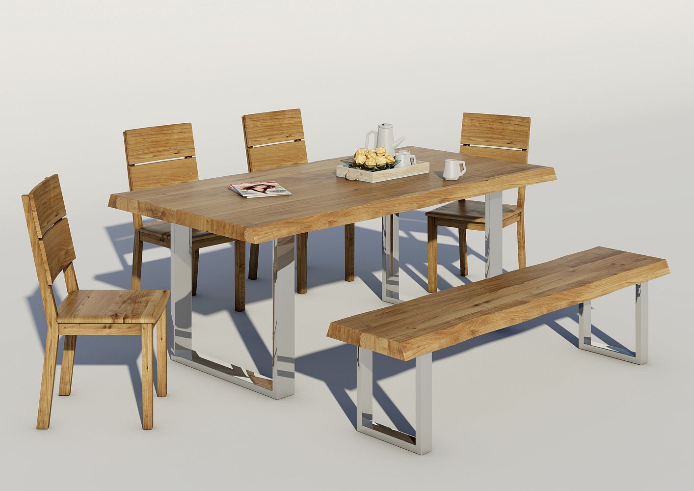 Bench tree edge bench, natural oiled oak, 180 cm