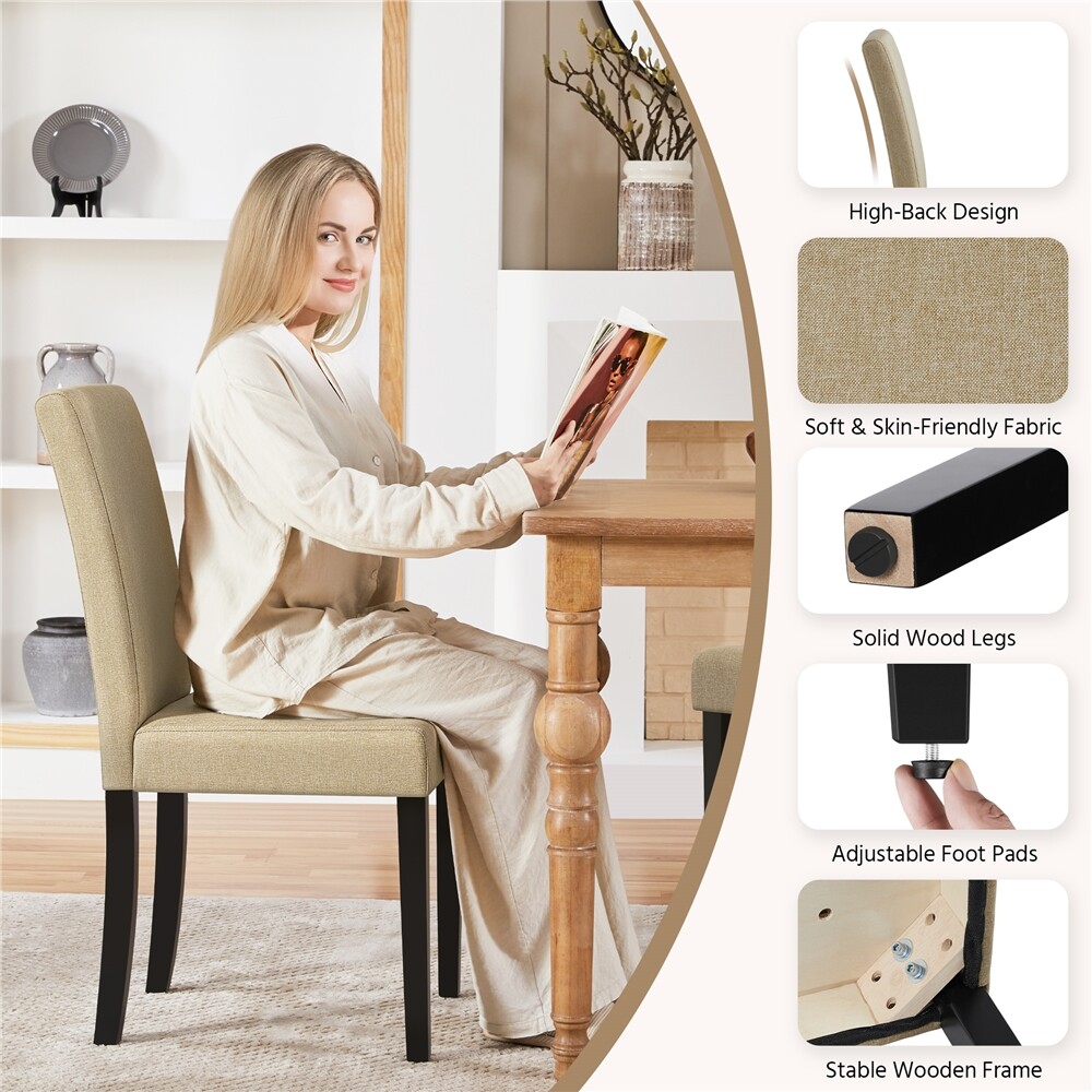 Fabric Upholstered Dining Chairs 2PCS Parson Chairs Modern Dining Room Chairs