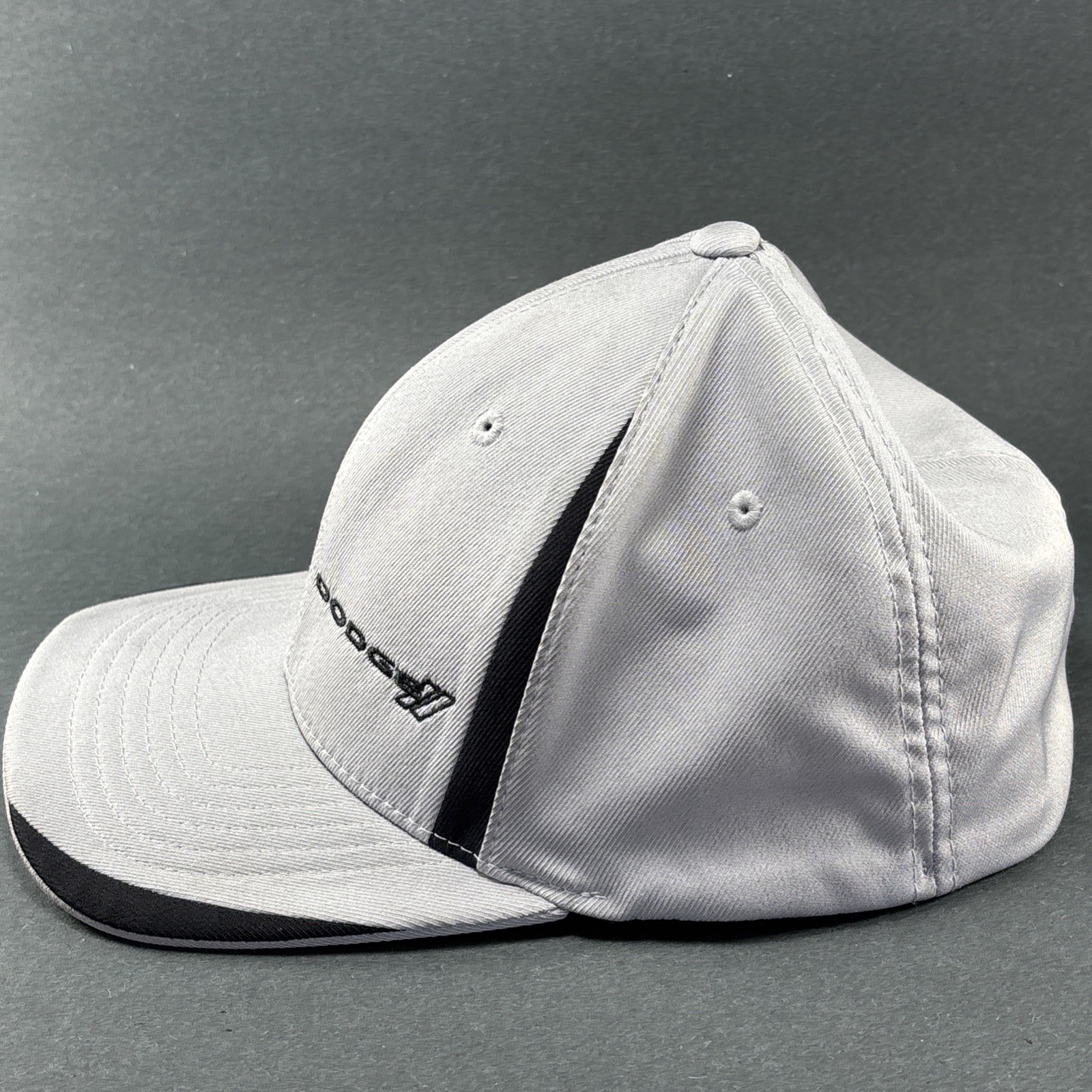 2 Dodge Racing Stripes Black Hat Cap - Hash Rally Stripes - Black and Grey