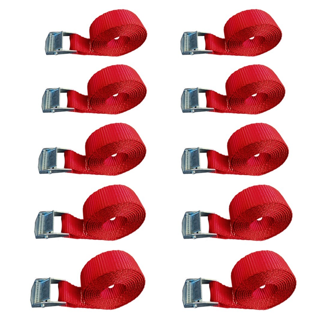 USA 10 Pack 1" x 15ft Cam Buckle Endless Lashing Strap for Motorcycle Bicycle