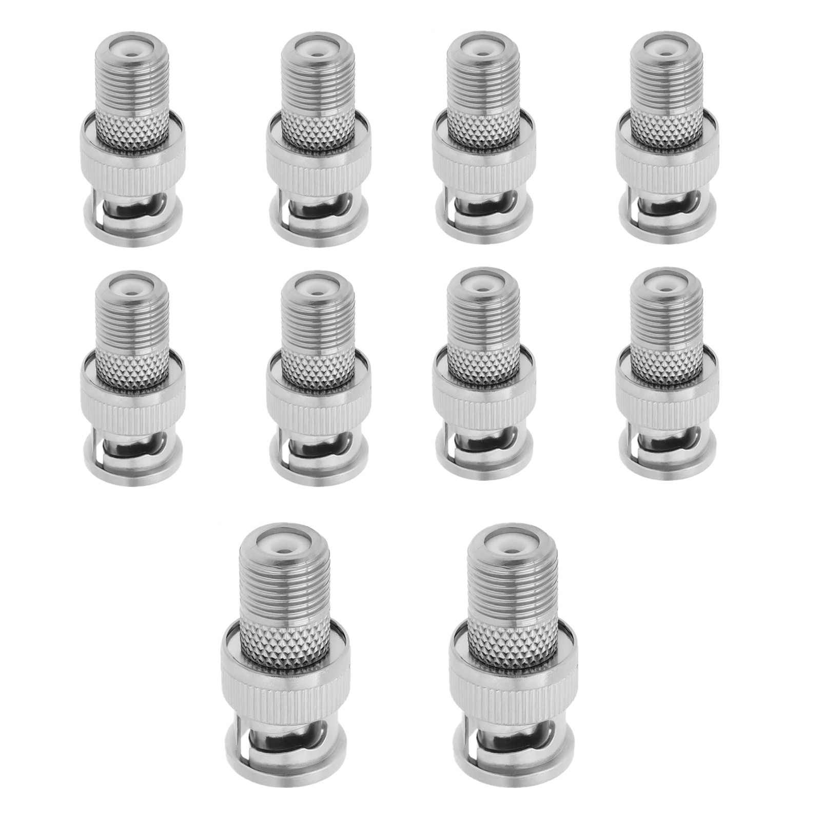 10PCS BNC Male to F Female Coaxial Adapter Connector Gold Plated for CCTV Camera