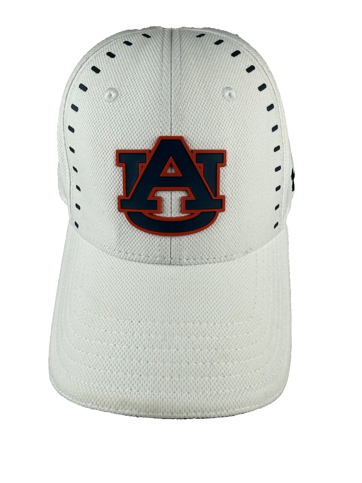 Auburn University Red Blue Rubber AU White Hat Cap Hook Loop Under Armour
