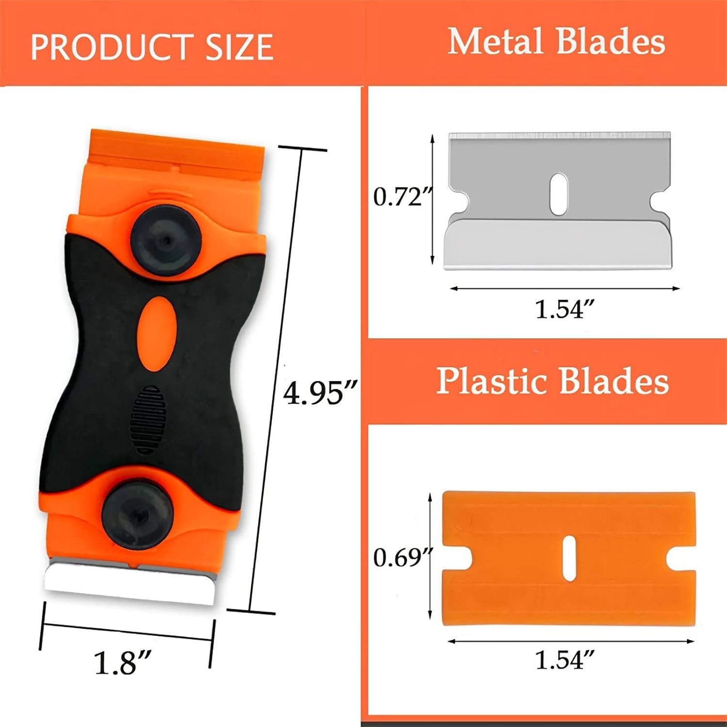 Razor Blade Scraper, 2-in-1 Double Edged Razorblade Scraper Tool with 20Pcs Razo