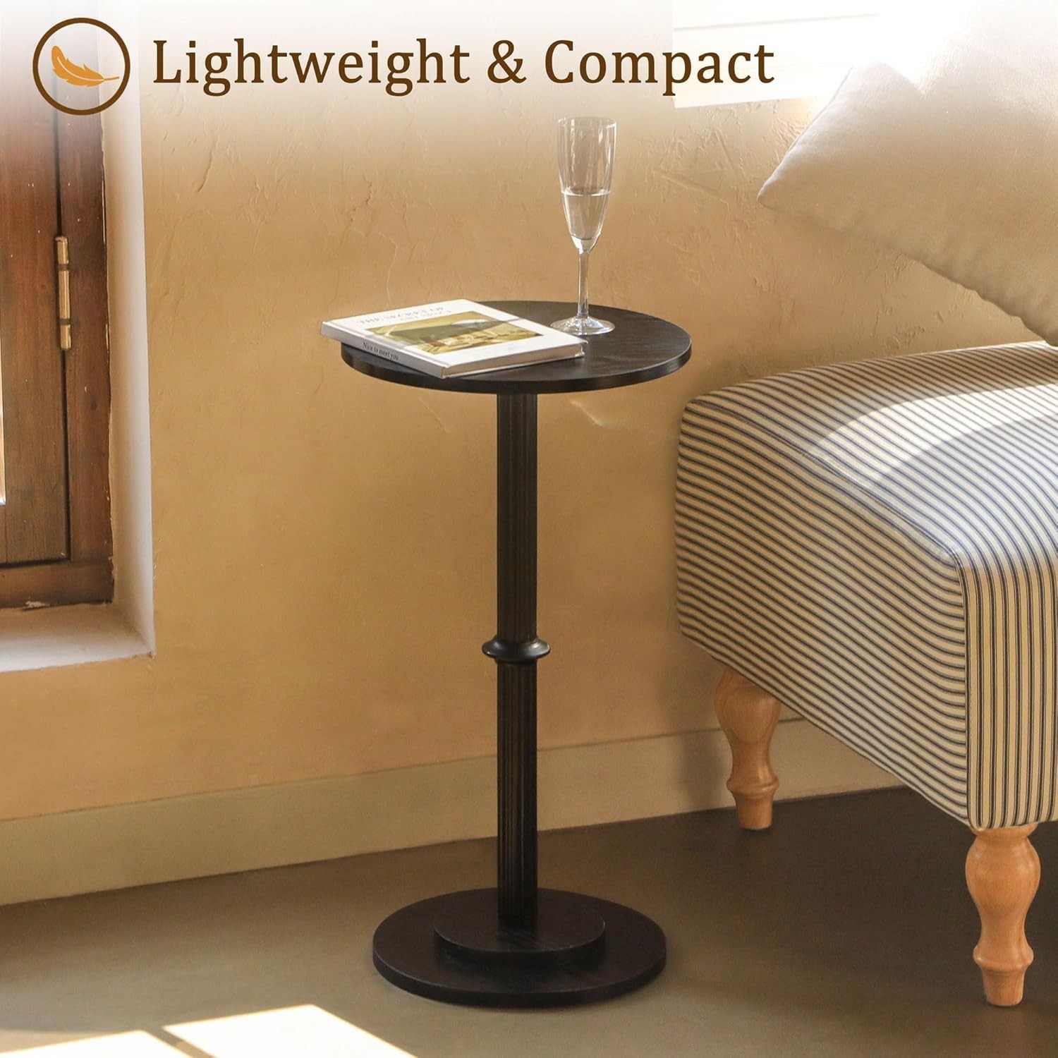 Small Side Table Small Spaces Modern Round End Table W/ Fluted Wood Drink Table