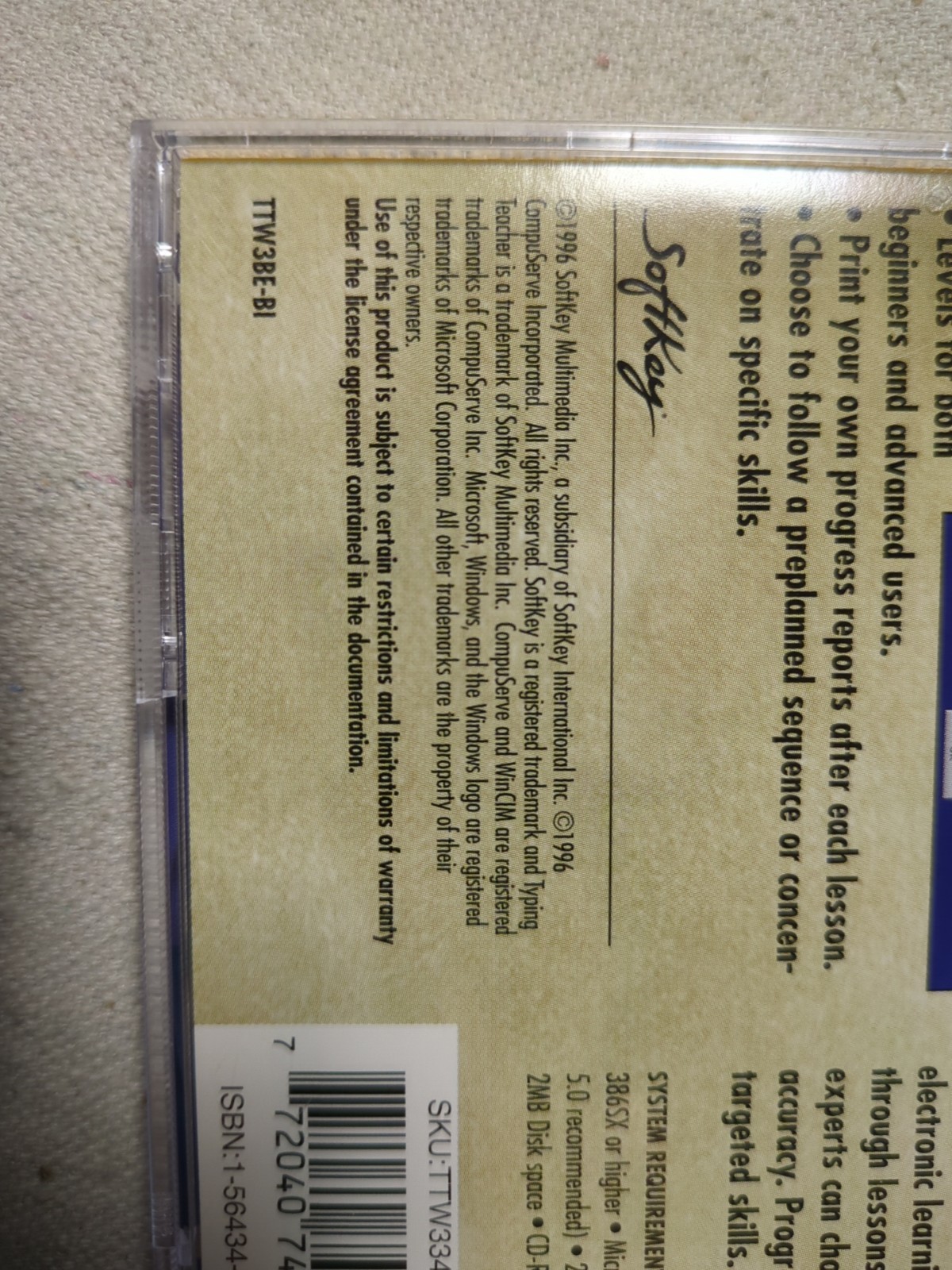 Vintage PC CD-ROM Typing Teacher. ( 1996, Softkey).