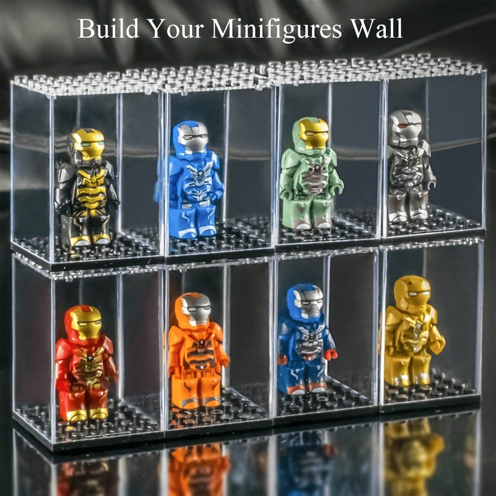 20Pcs Clear Acrylic Minifigure Display Case, Stackable Figure Storage Boxes