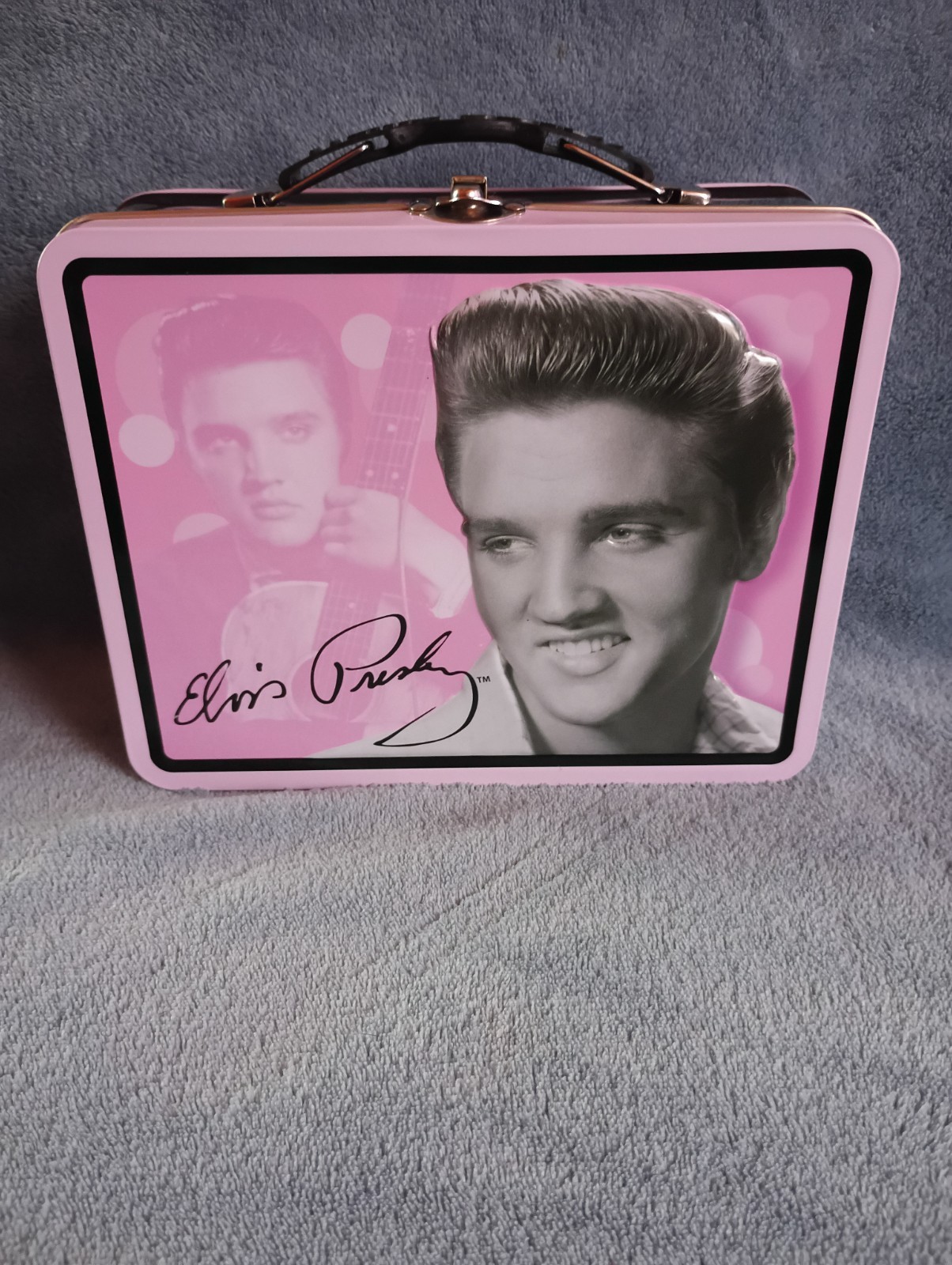 Elvis Presley Pink Lunch Tin Box by Tin Box Co. Love Me Tender 7.75” x 6.25”