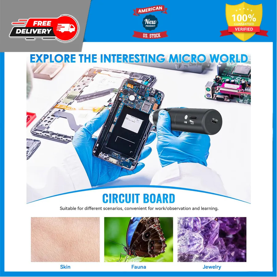 Wireless Digital Microscope 50X-1000X WiFi Handheld Camera with Adjustable Stand