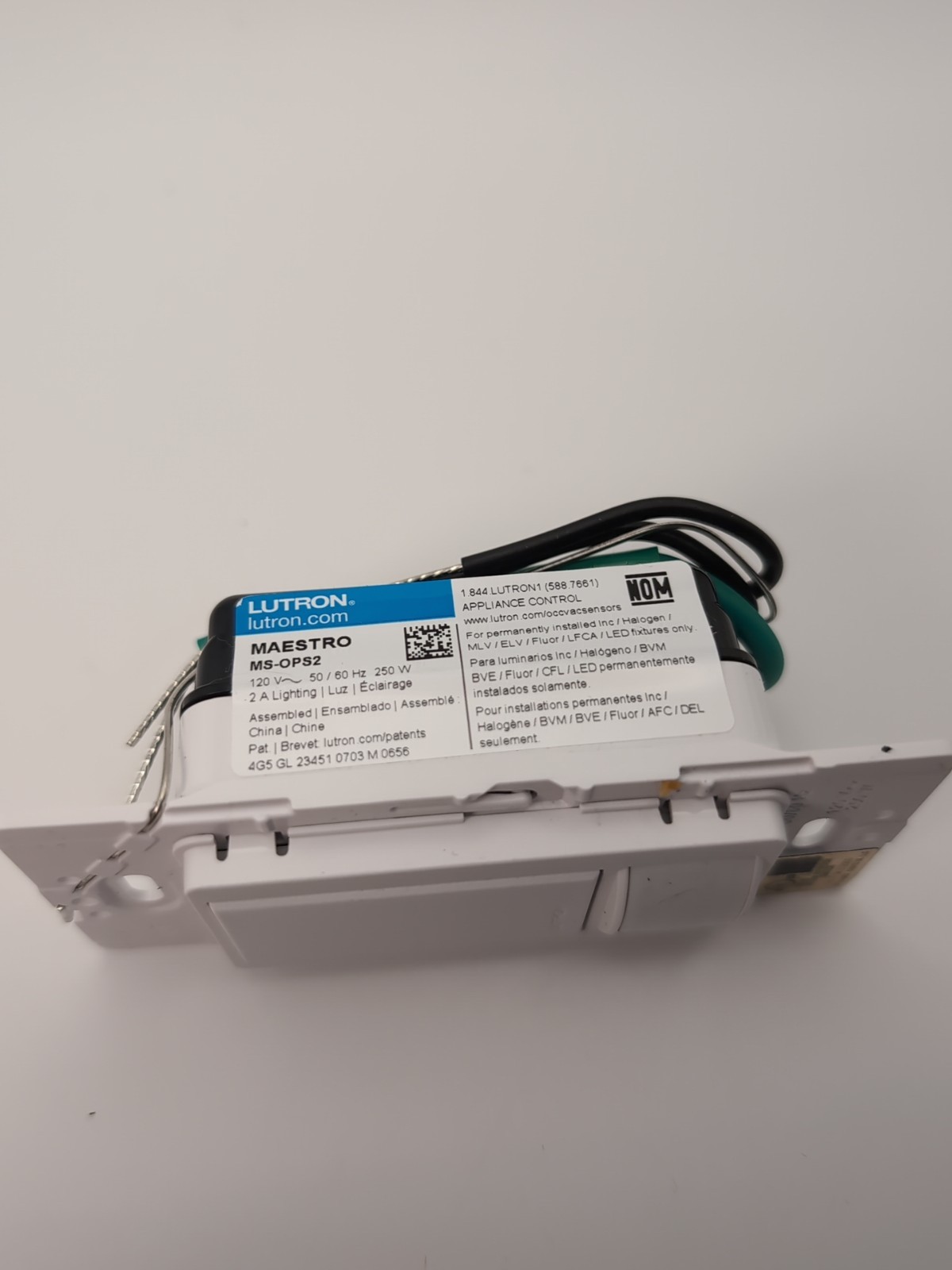 LUTRON MAESTRO MS-OPS6M2-DV OCCUPANCY SENSOR 120-277V No Mounting Screws