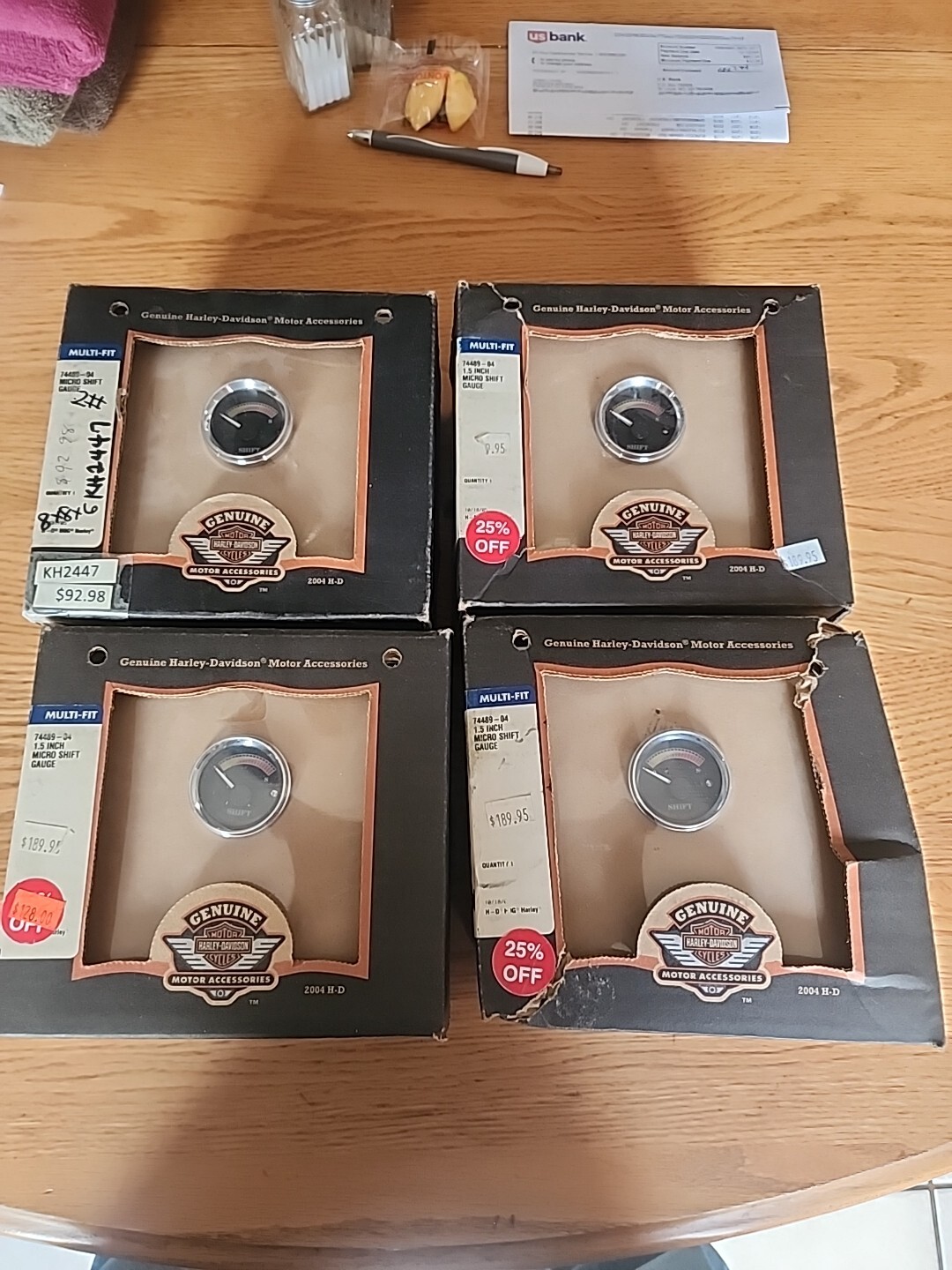 LOT OF 4 GENUINE HARLEY-DAVIDSON 1.5" SHIFT GAUGE XL DYNA SOFTAIL FLHR 74489-04