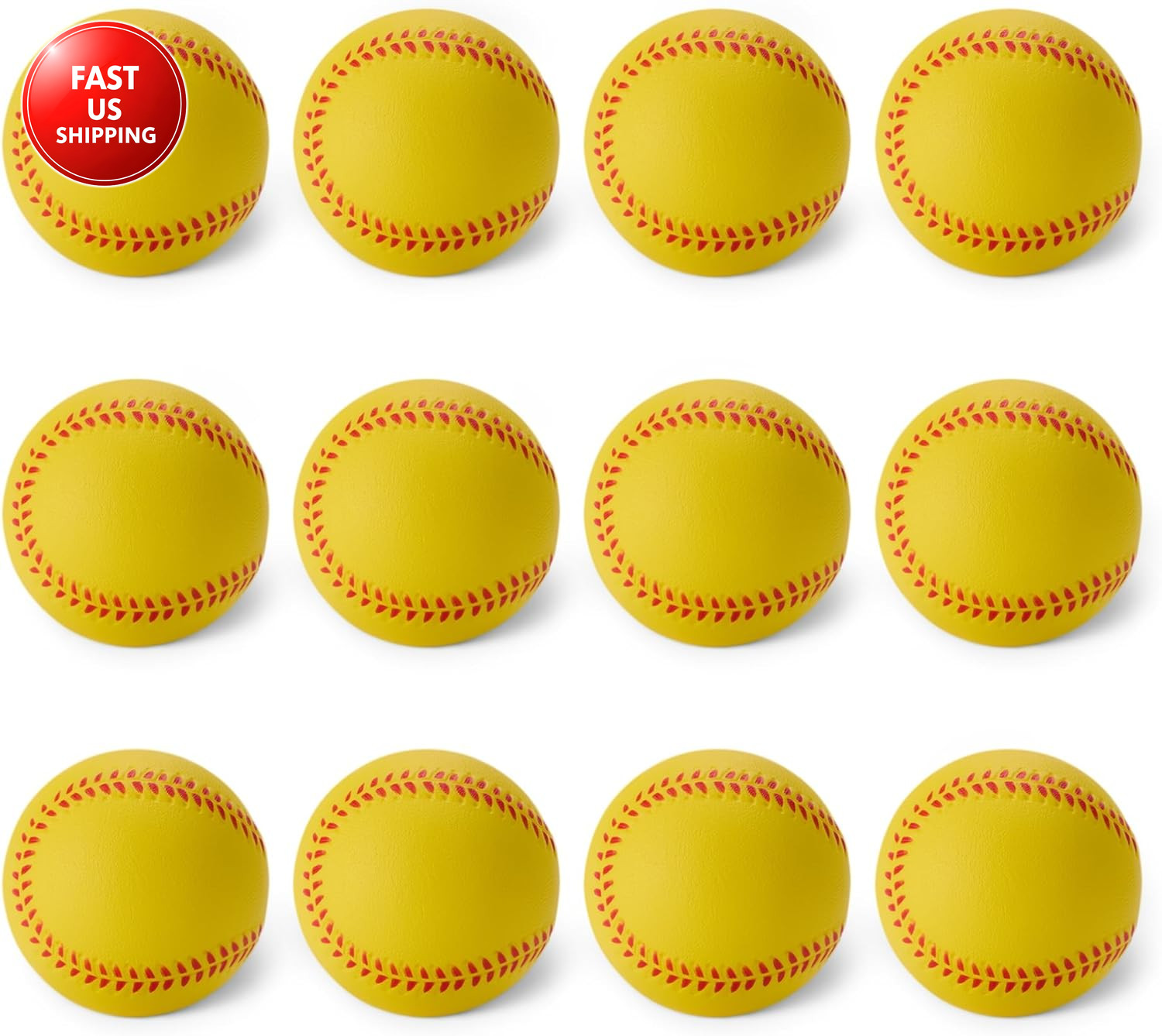 Foam Training Baseballs, 2.68-Inch, 12-Pack with Mesh Storage Bag, for Indoor Pr