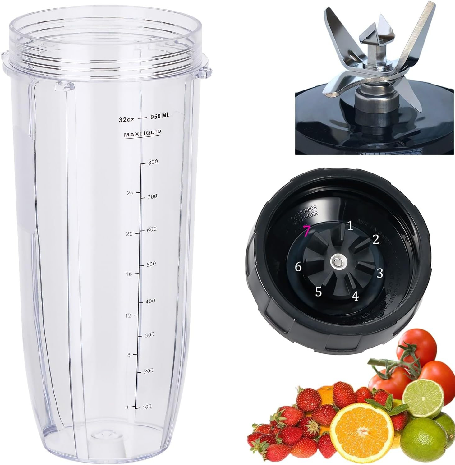 [ New Model] Replacement blender Blade and 32oz Cup Accessories, Only Compatible