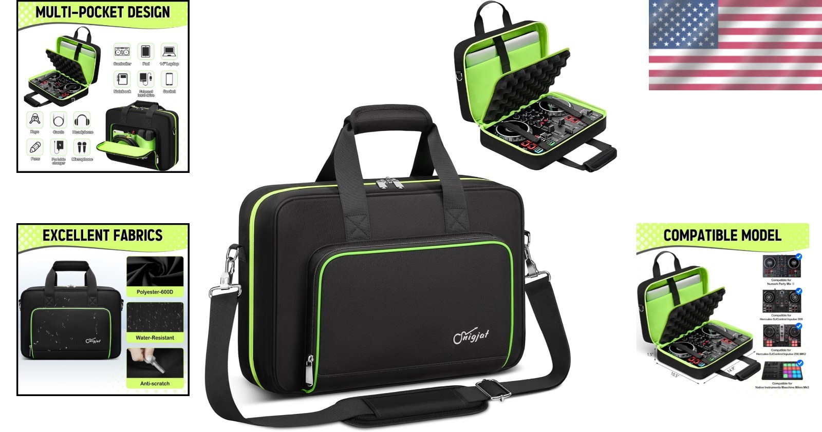 Stylish DJ Controller Bag with Solid Pattern and Organized Storage Compartments