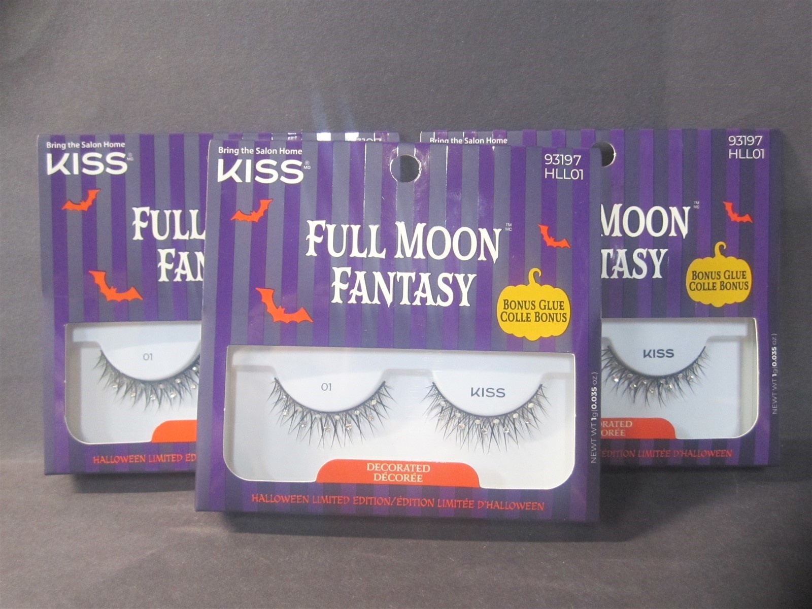 Kiss Full Moon Fantasy Angel Eyes 12mm False Eye Lashes - Lot of 3