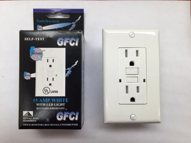 GFCI 15 AMP WHITE SELF-TESTING TAMPER RESISTANT ELECTRICAL OUTLET UL - BOX OF 10