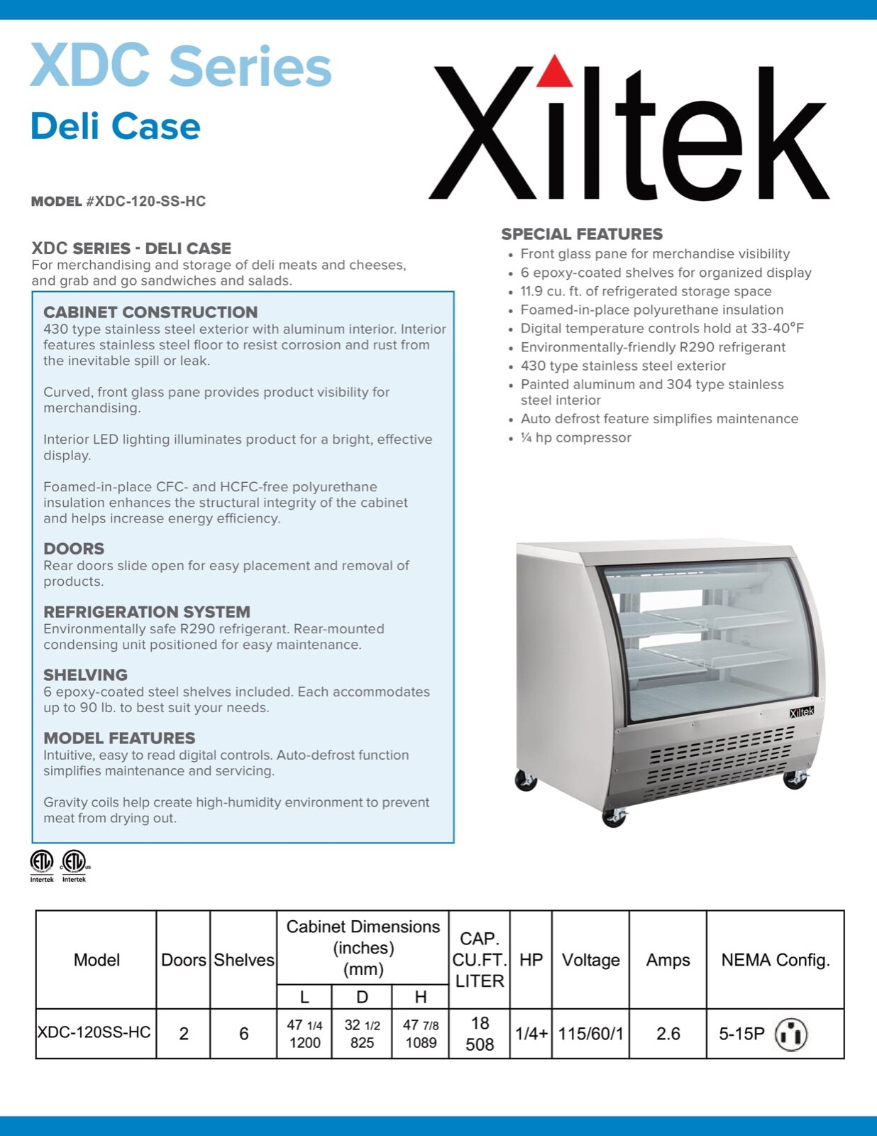NEW DELI CASE 48" GLASS SHOW CASE REFRIGERATOR COOLER DISPLAY Bakery display 4'