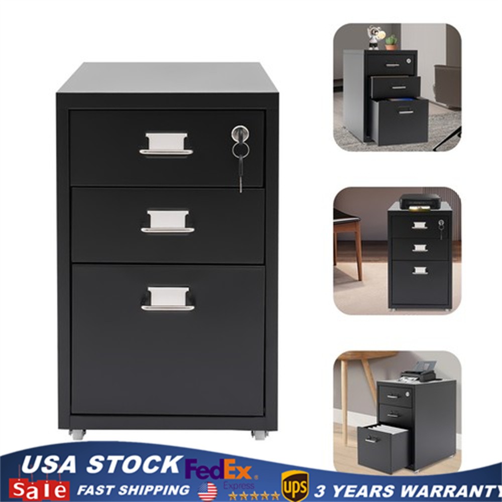 Mobile Filing Cabinet 3 Drawer Organizer Vertical File Cabinet Office Storage